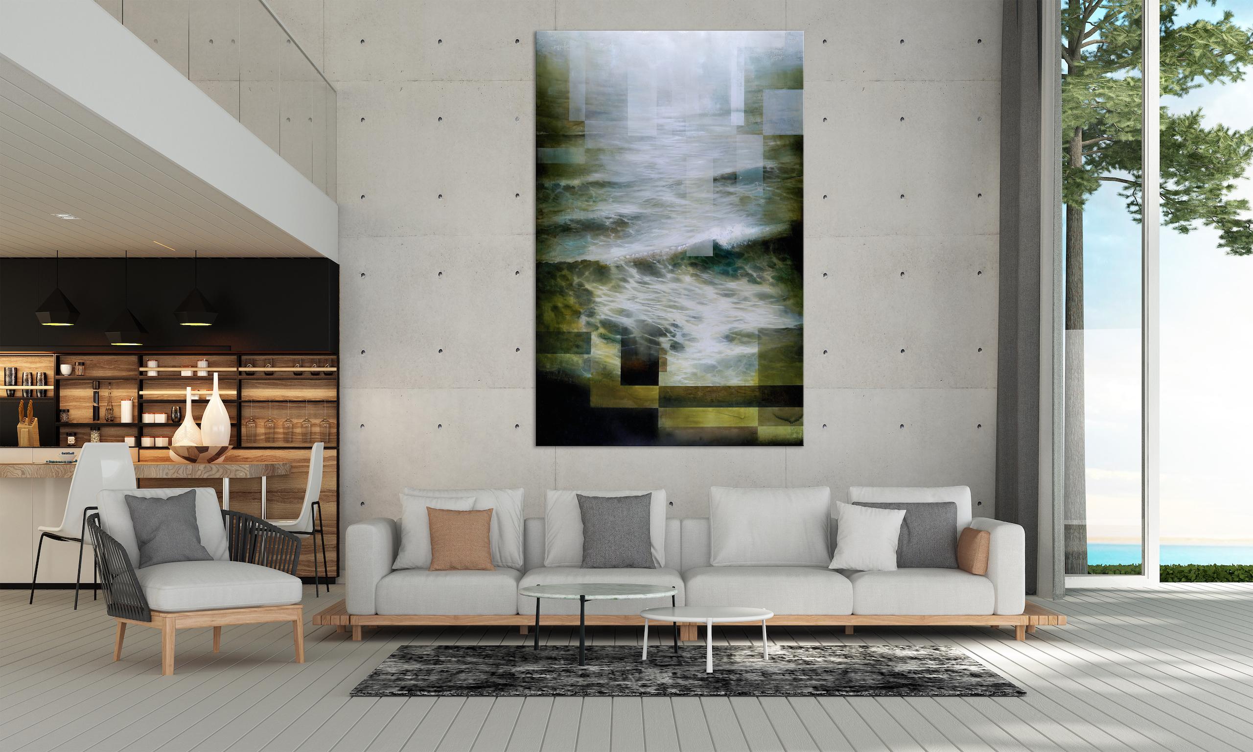 Deep End I di Joachim van der Vlugt - Pittura semi-astratta, mare, colori scuri in vendita 1