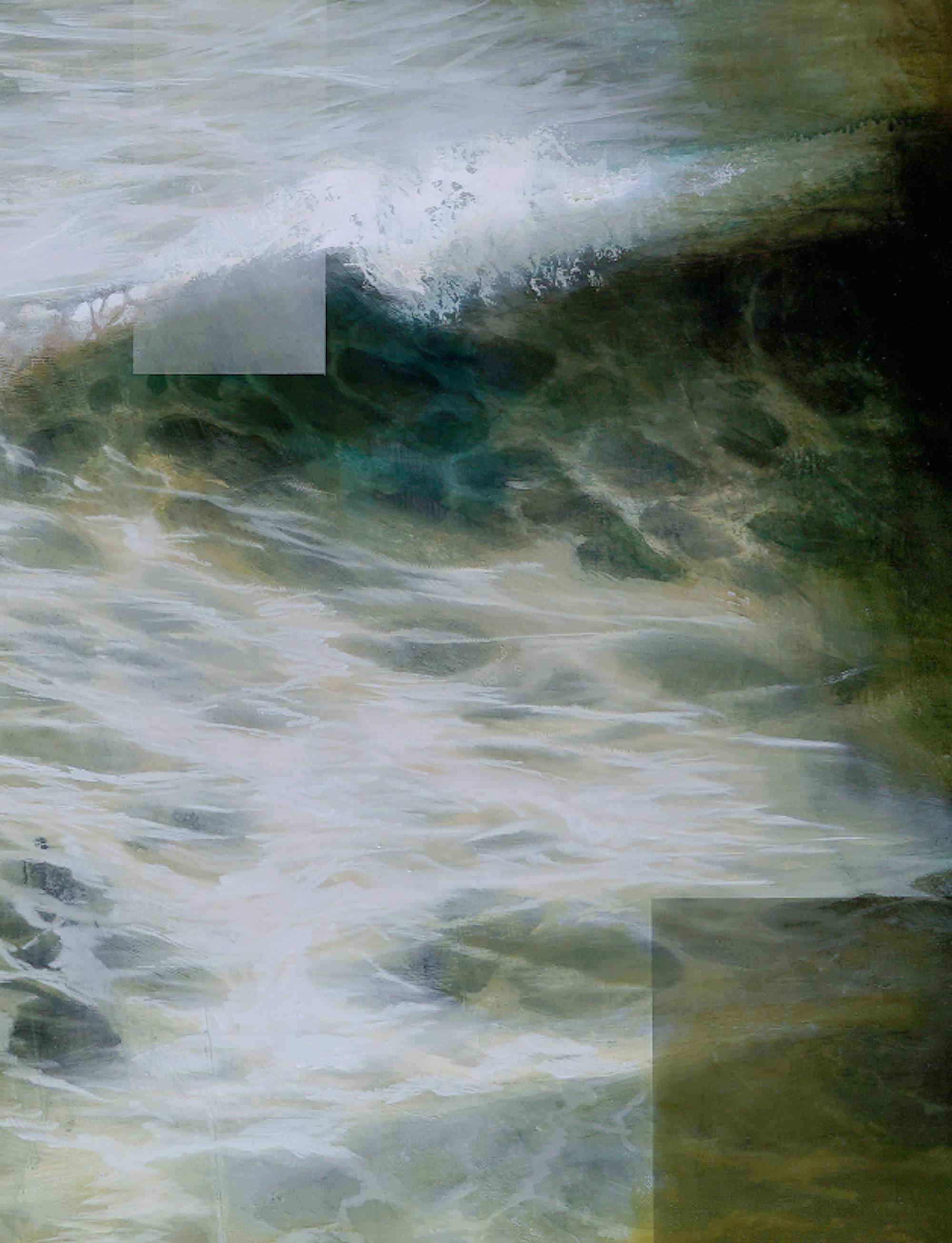 Deep End I by Joachim van der Vlugt - Semi-abstract painting, sea, dark colours For Sale 3