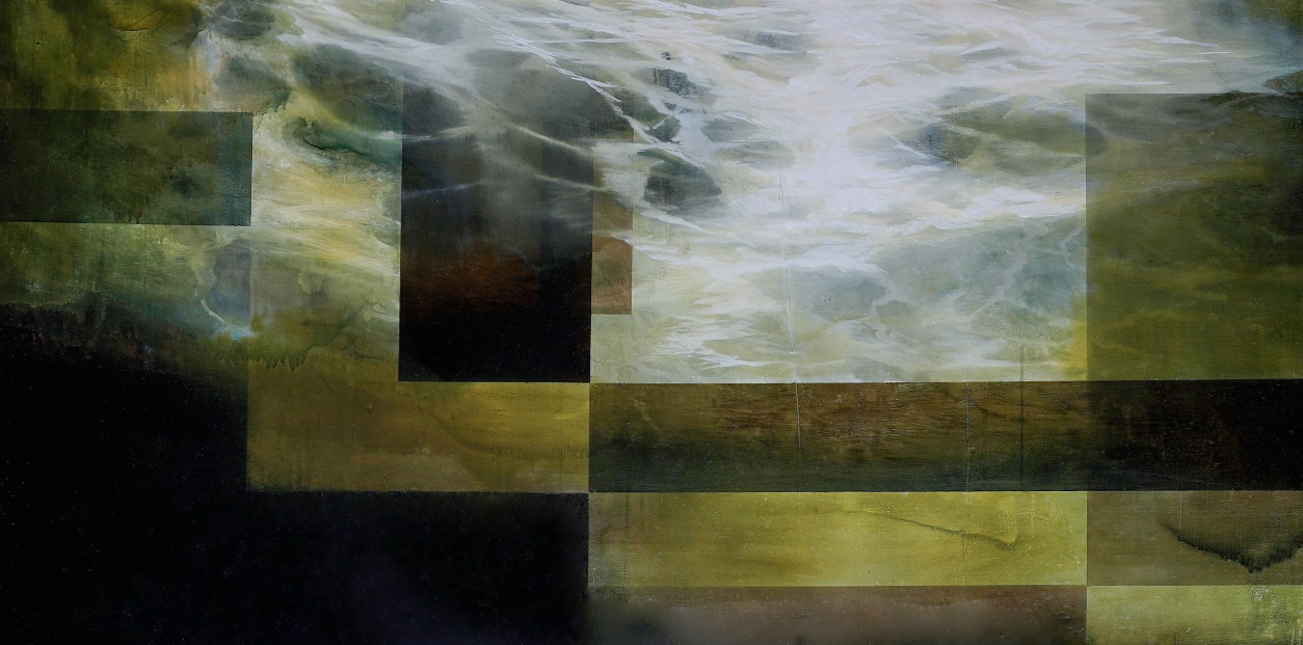 Deep End I von Joachim van der Vlugt – halb-abstrakte Malerei, Meer, dunkle Farben im Angebot 4
