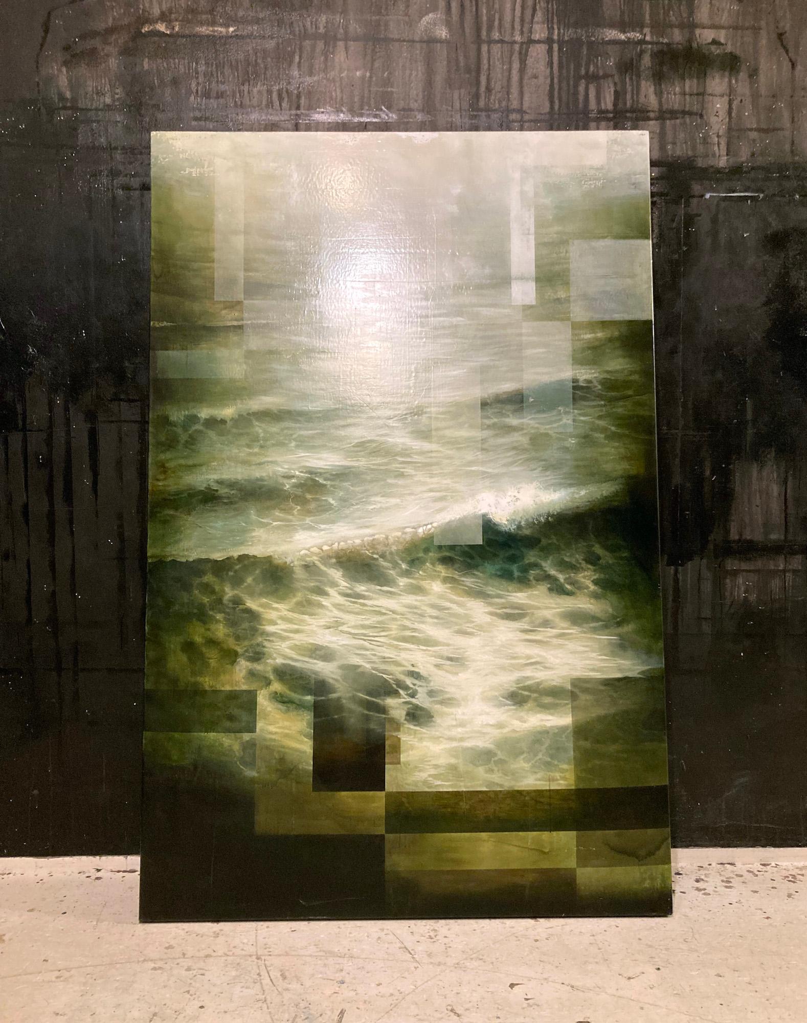 Deep End I di Joachim van der Vlugt - Pittura semi-astratta, mare, colori scuri in vendita 6