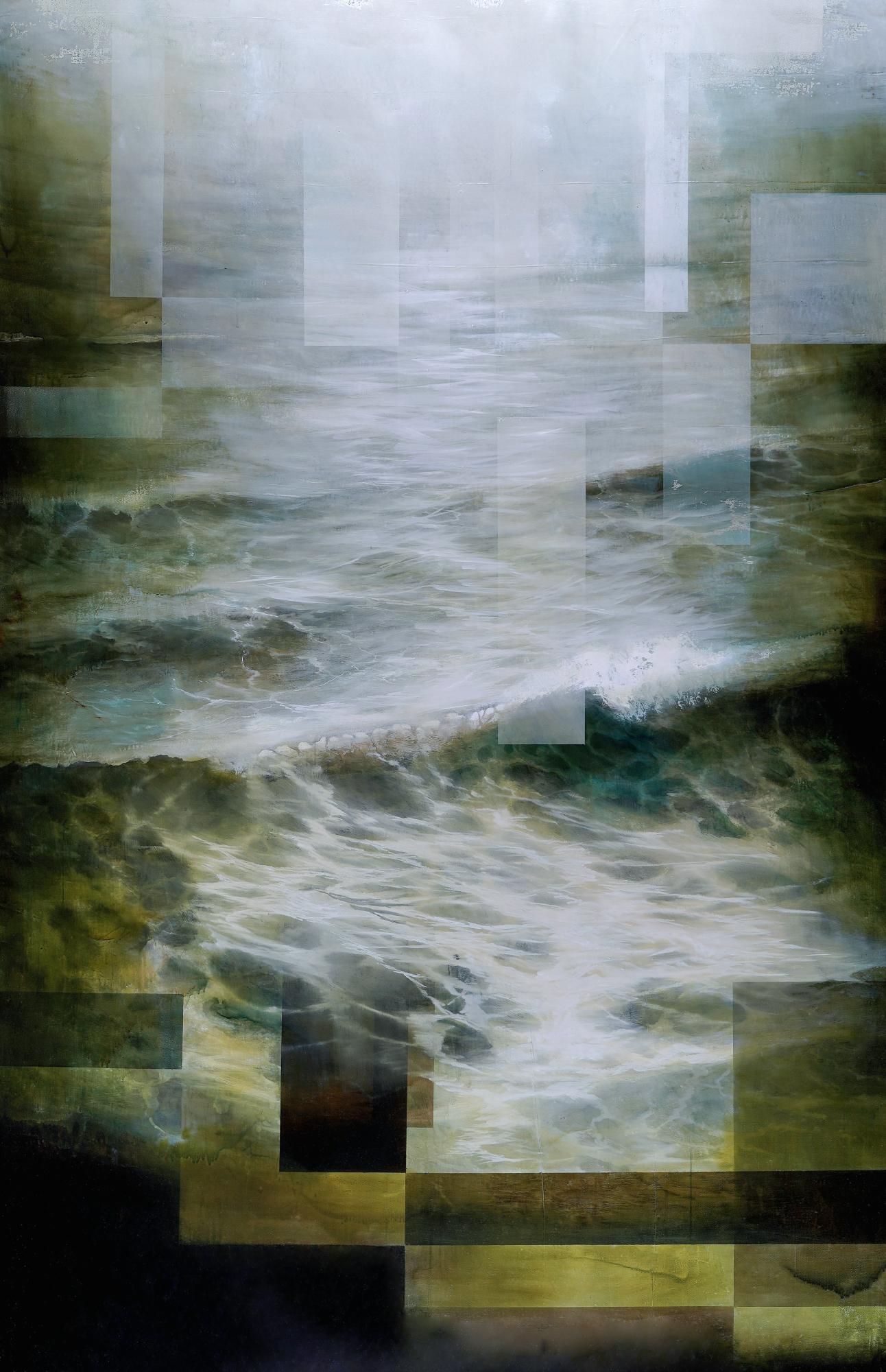 Deep End I by Joachim van der Vlugt - Semi-abstract painting, sea, dark colours