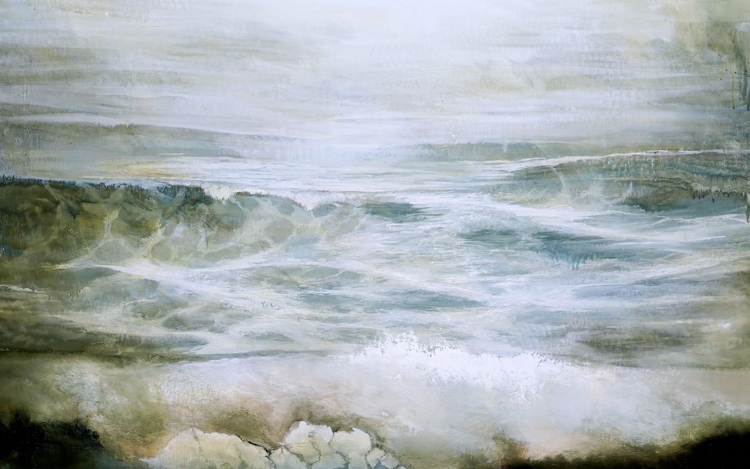 Deep End II von Joachim van der Vlugt – halb-abstrakte Malerei, Meer, dunkle Farben im Angebot 1