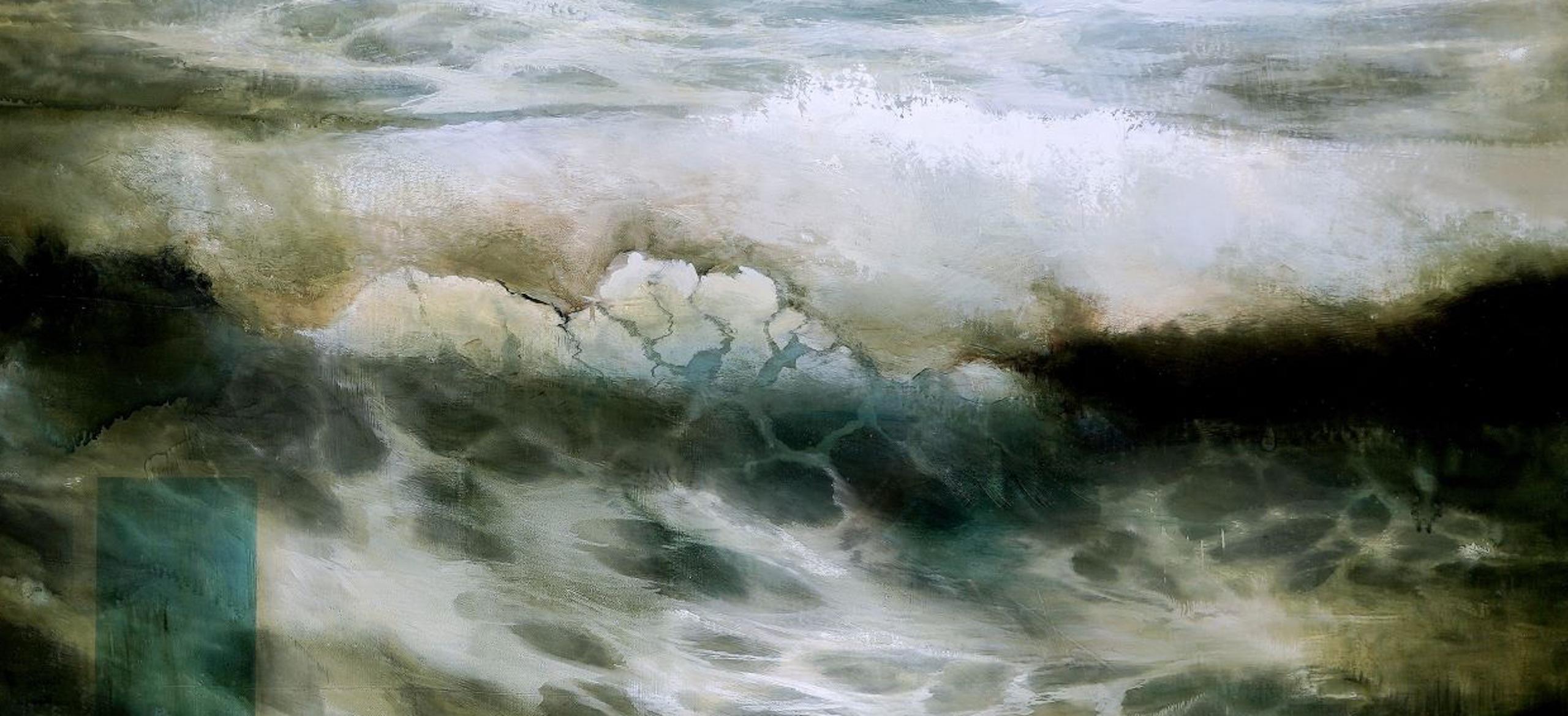 Deep End II by Joachim van der Vlugt - Semi-abstract painting, sea, dark colours For Sale 1