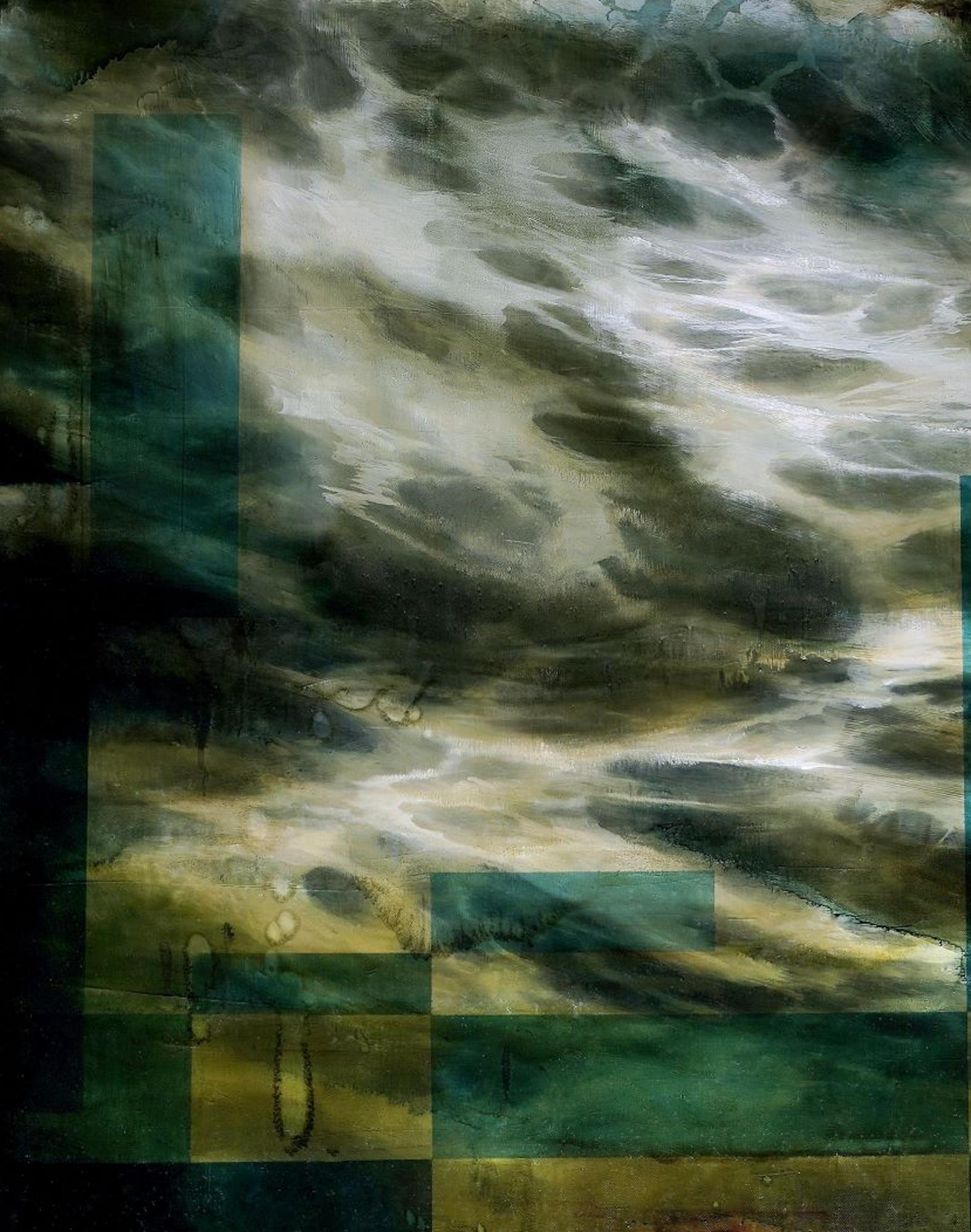 Deep End II by Joachim van der Vlugt - Semi-abstract painting, sea, dark colours For Sale 2