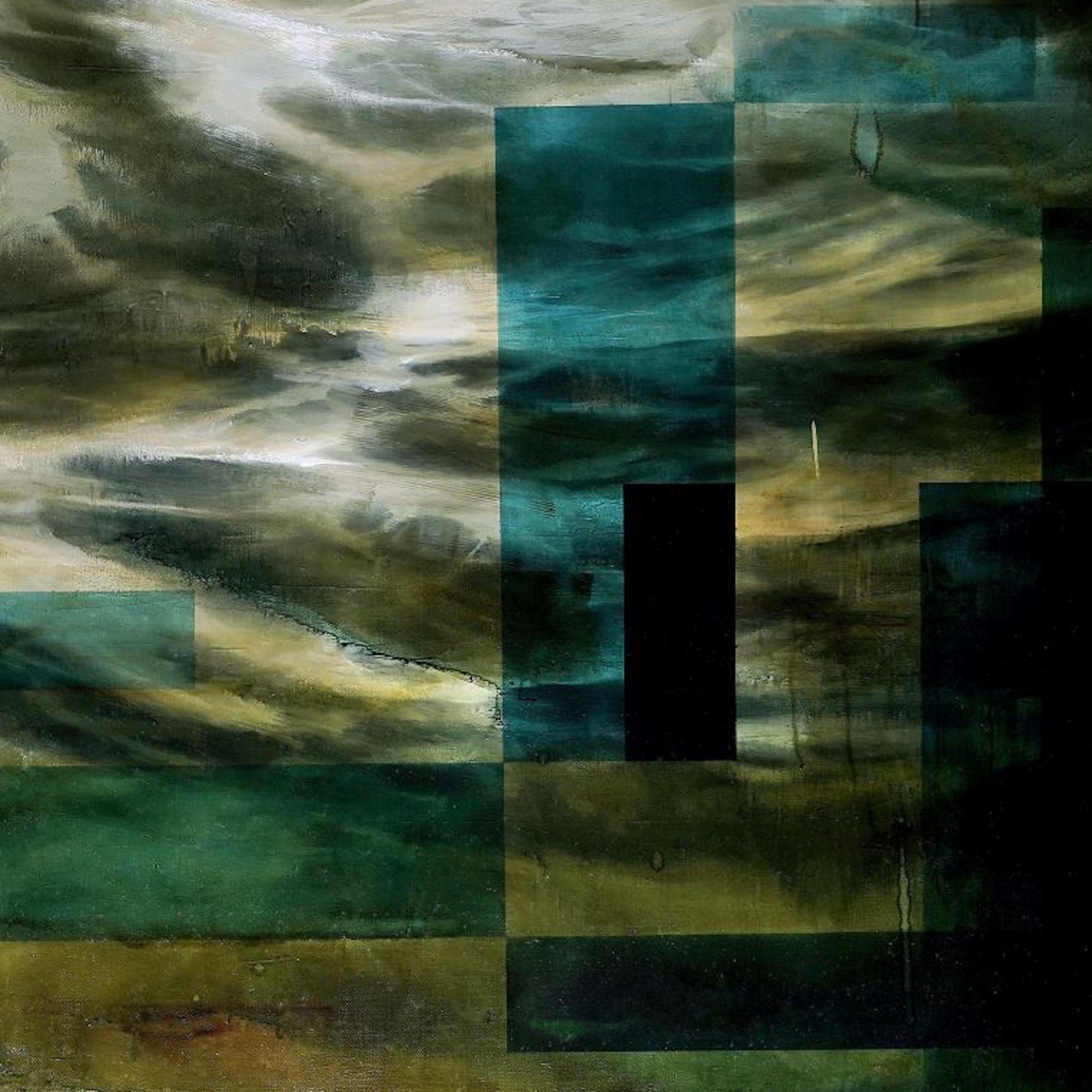 Deep End II by Joachim van der Vlugt - Semi-abstract painting, sea, dark colours For Sale 3
