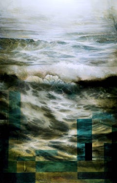 Deep End II von Joachim van der Vlugt – halb-abstrakte Malerei, Meer, dunkle Farben