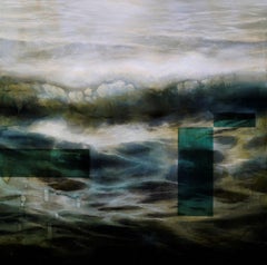 Deep end III by Joachim van der Vlugt - Semi-abstract painting, sea, dark colors