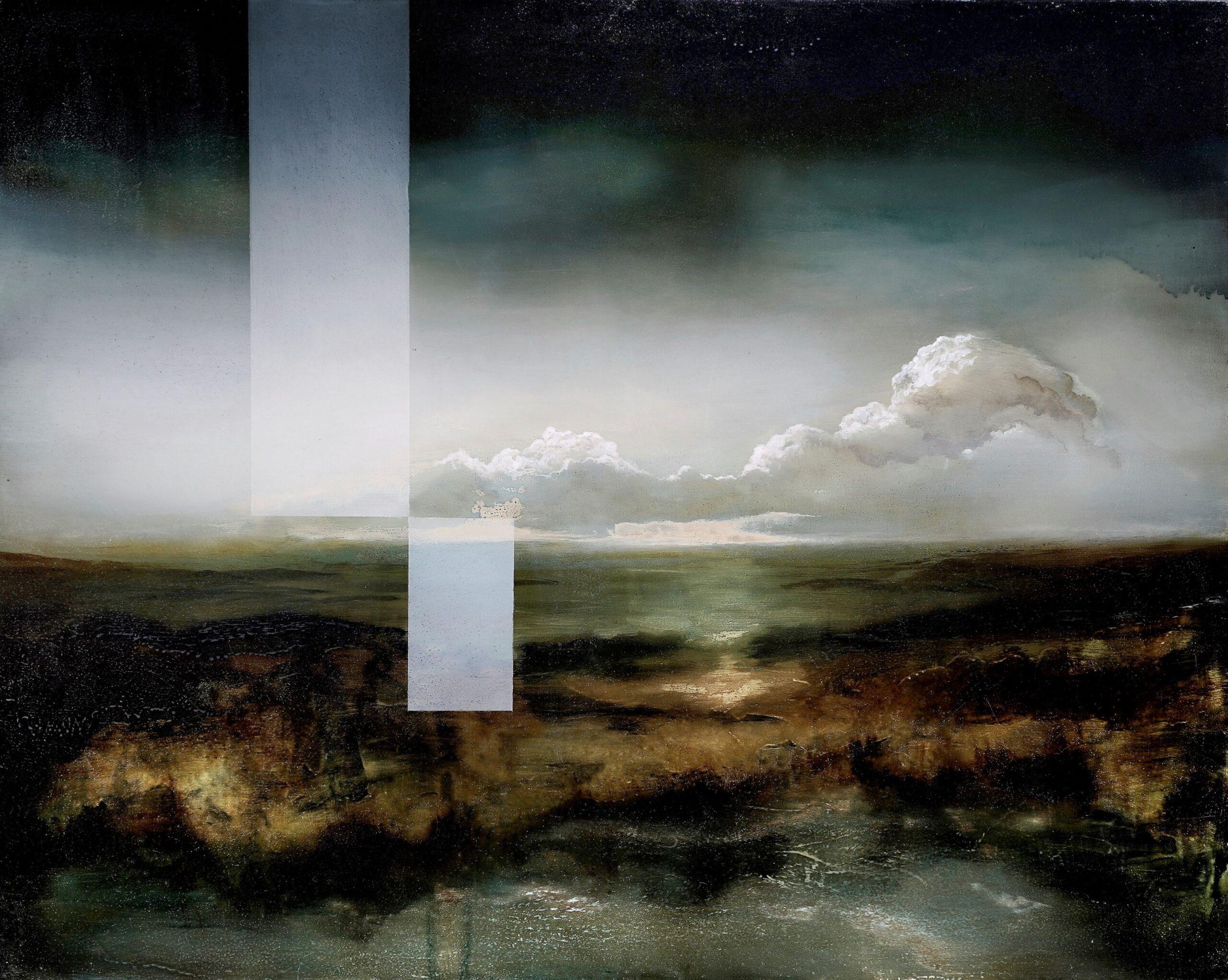 Discrete Field III by Joachim van der Vlugt - Semi-abstract painting, landscape