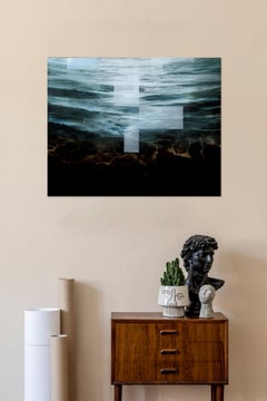 Deep End IV by Joachim van der Vlugt - Semi-abstract painting, sea, dark colors