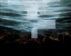 Deep End IV by Joachim van der Vlugt - Semi-abstract painting, sea, dark colors