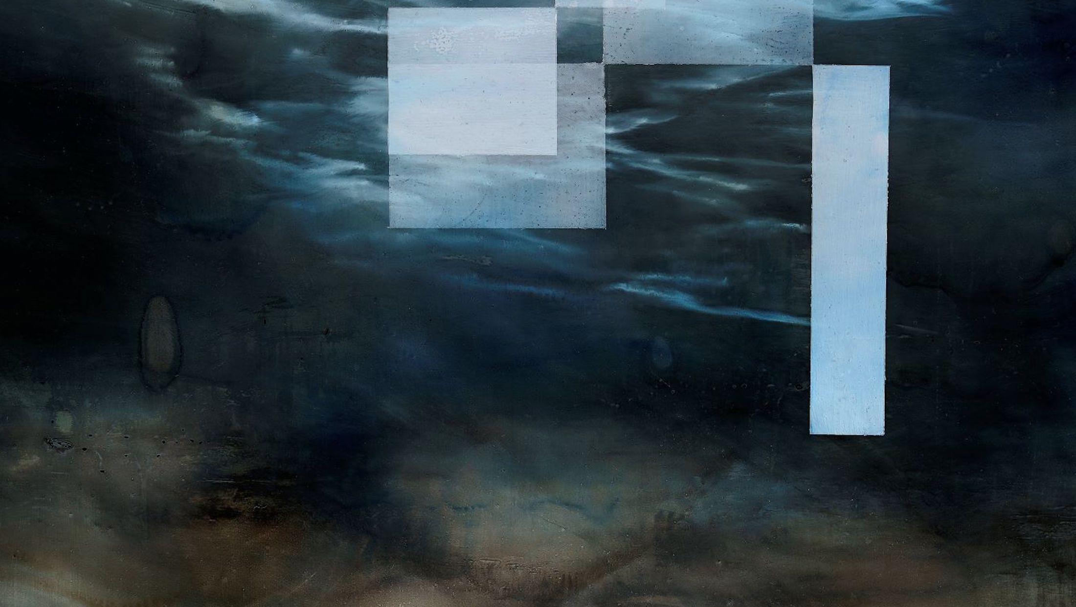 Deep End V von Joachim van der Vlugt – halb-abstrakte Malerei, Meer, dunkle Farben im Angebot 3