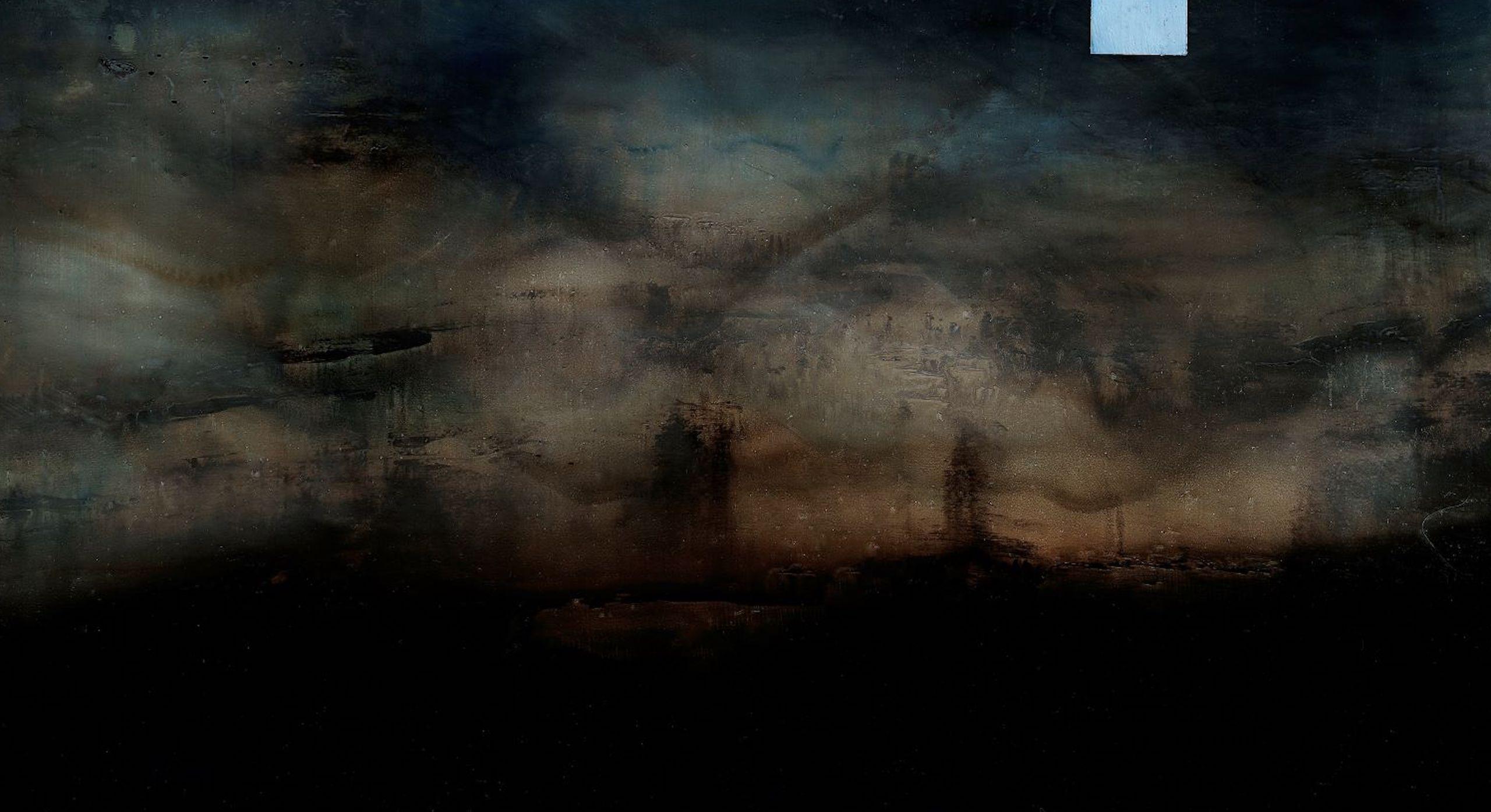 Deep End V von Joachim van der Vlugt – halb-abstrakte Malerei, Meer, dunkle Farben im Angebot 4