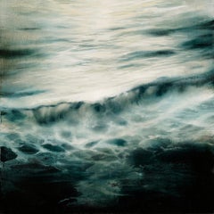 Deep End VI von Joachim van der Vlugt – halb-abstrakte Malerei, Meer, blaue Töne