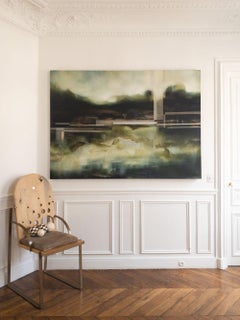 Elysium II by Joachim van der Vlugt - Semi-abstract painting, green, landscape