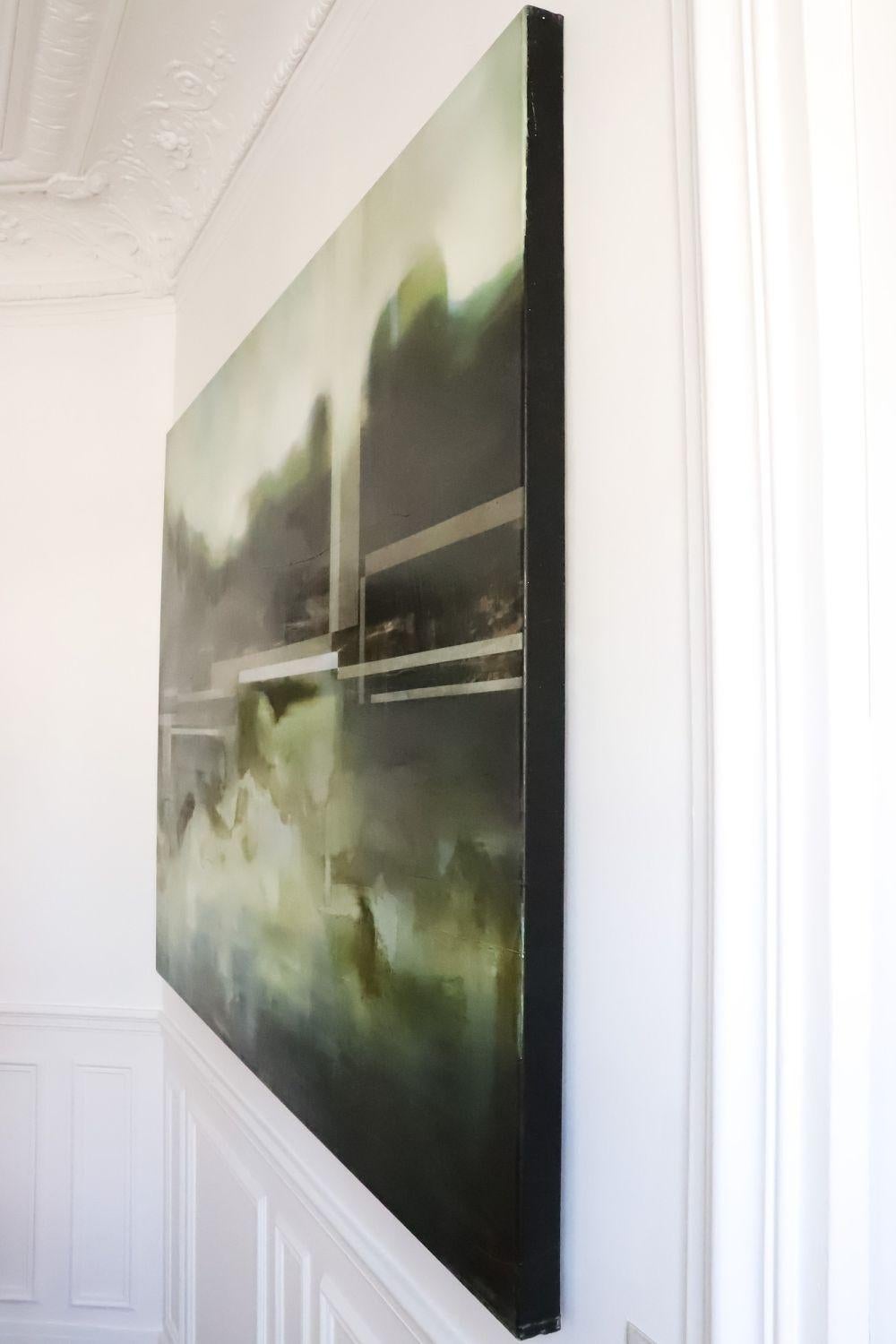 Elysium II de Joachim van der Vlugt - Pintura semiabstracta, verde, paisaje en venta 3