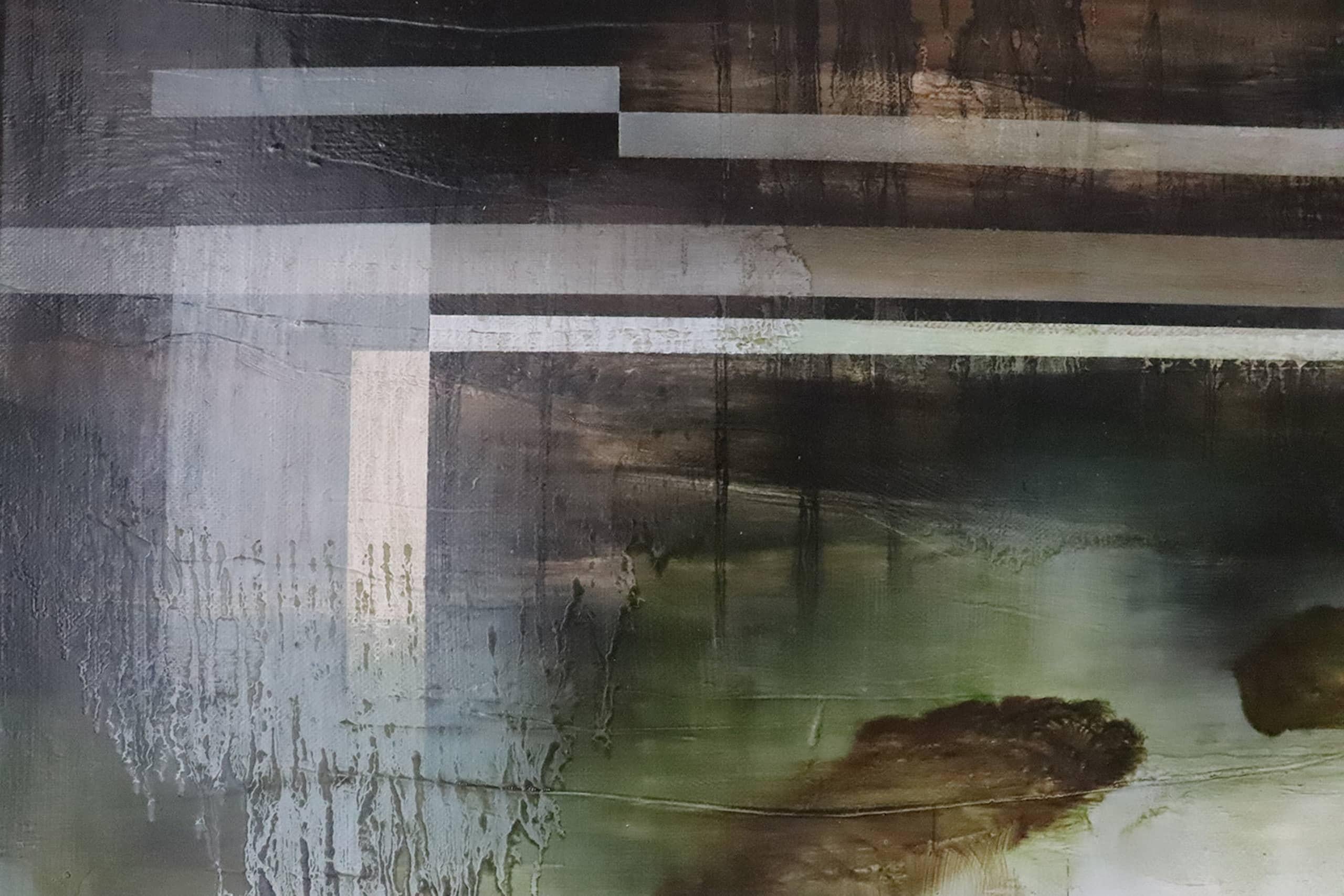 Elysium II de Joachim van der Vlugt - Pintura semiabstracta, verde, paisaje en venta 5