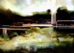 Elysium II de Joachim van der Vlugt - Pintura semiabstracta, verde, paisaje