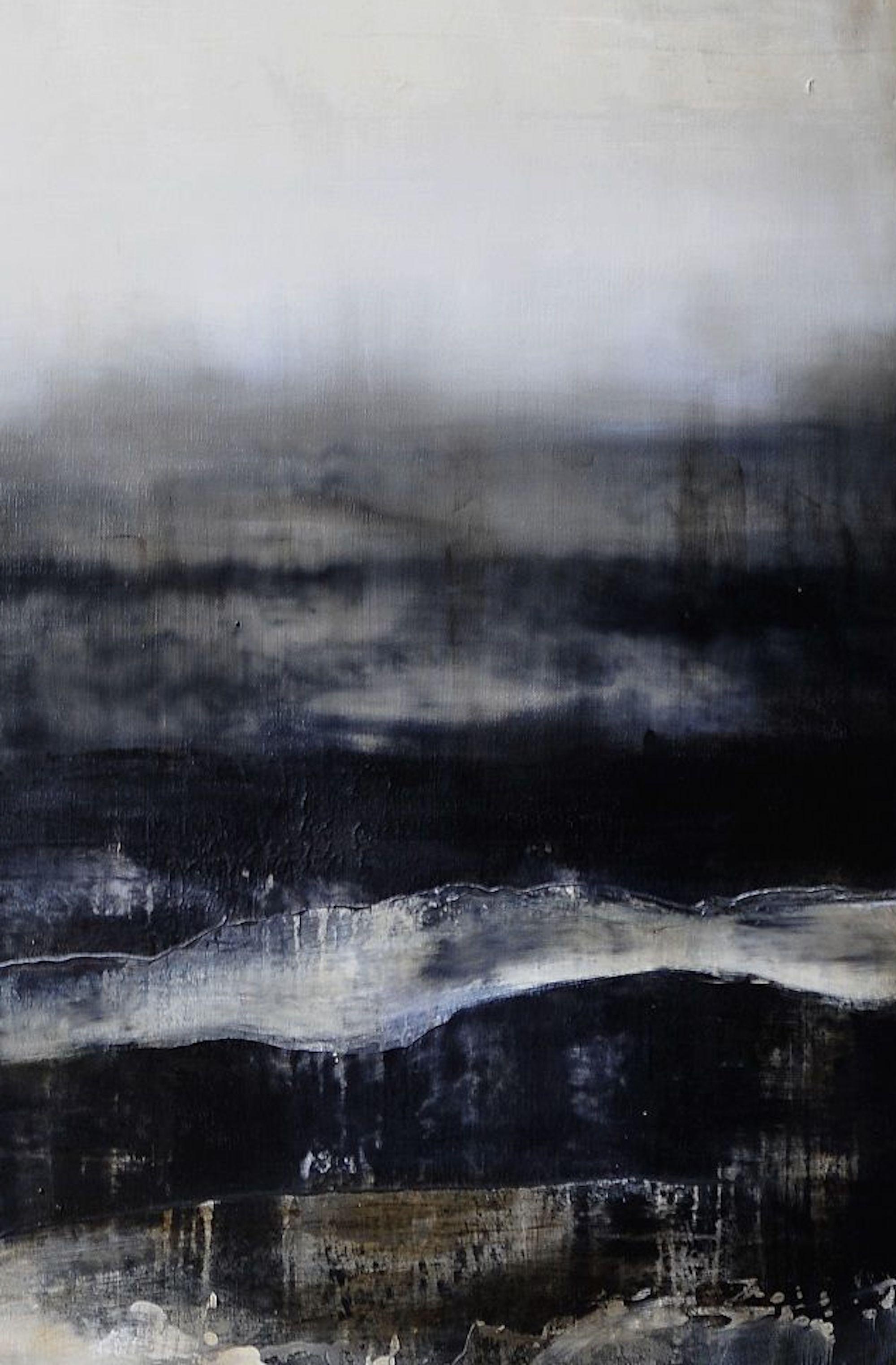 Elysium IV de Joachim van der Vlugt - Peinture semi-abstraite, couleur grise, foncée en vente 2