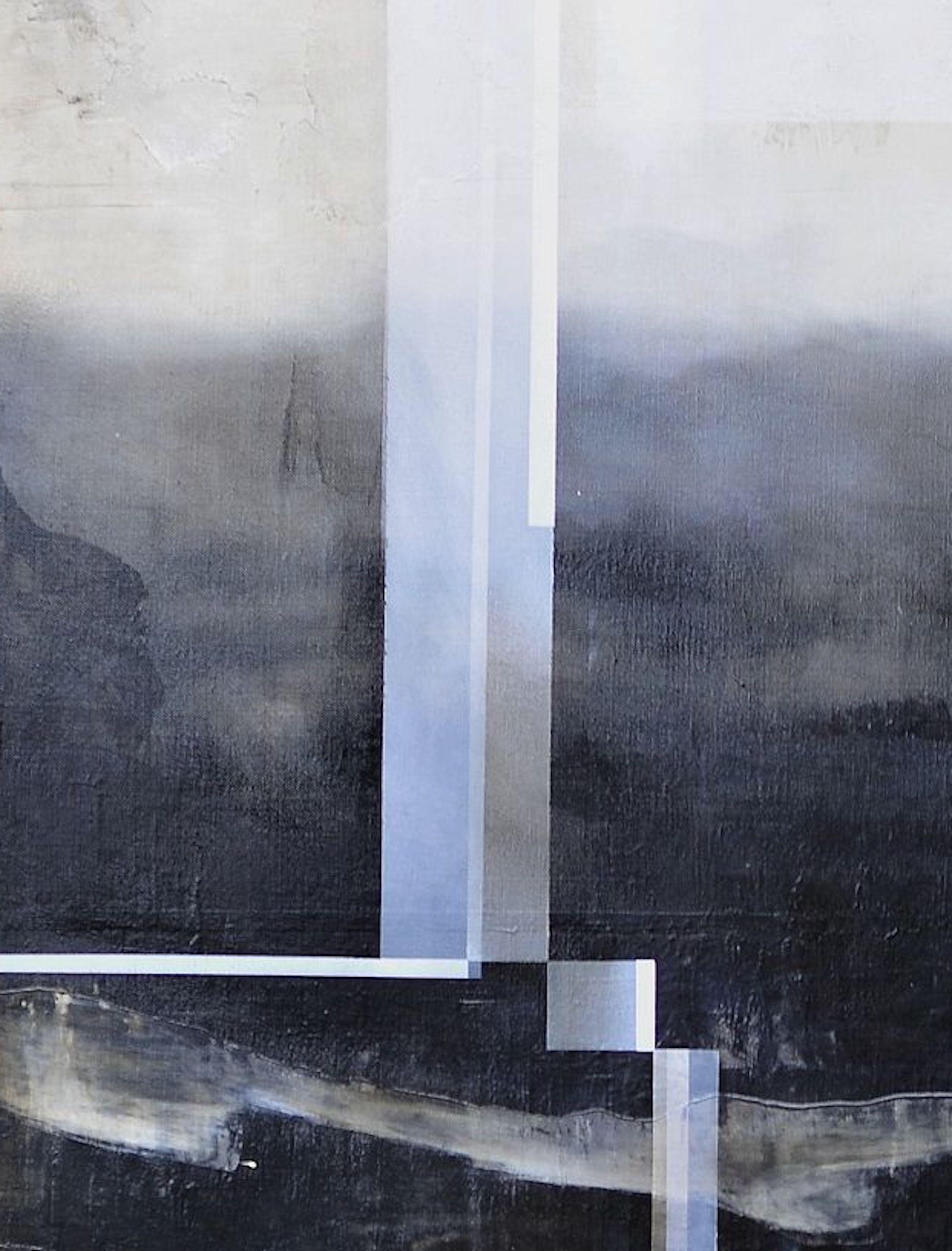 Elysium IV by Joachim van der Vlugt - Semi-abstract painting, grey colour, dark For Sale 4