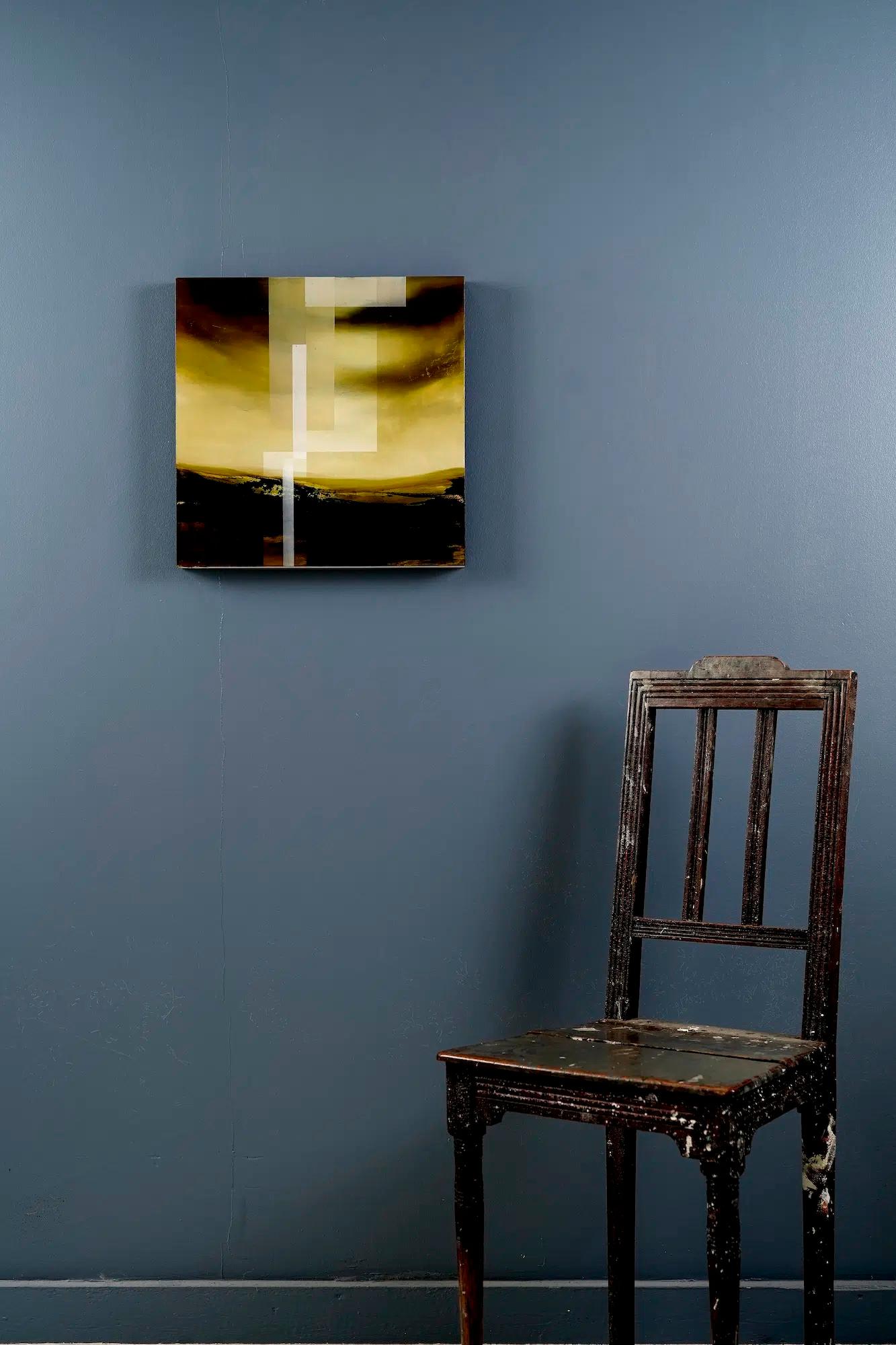 Smaragdhimmel I von Joachim van der Vlugt - Abstrakte Landschaftsmalerei, gelb im Angebot 1