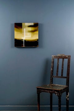 Emerald Sky I by Joachim van der Vlugt - Abstract landscape painting, yellow