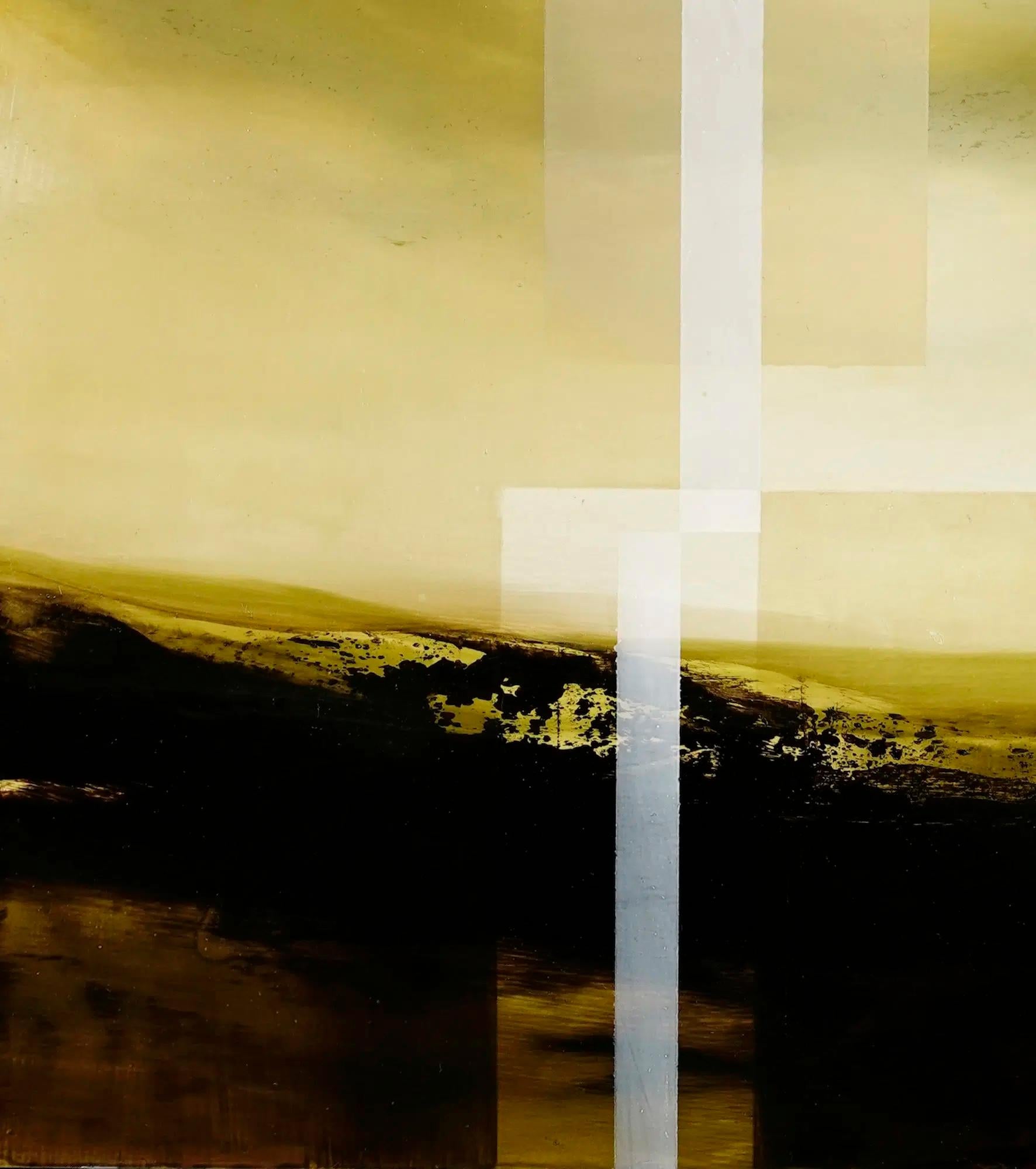 Smaragdhimmel I von Joachim van der Vlugt - Abstrakte Landschaftsmalerei, gelb im Angebot 2