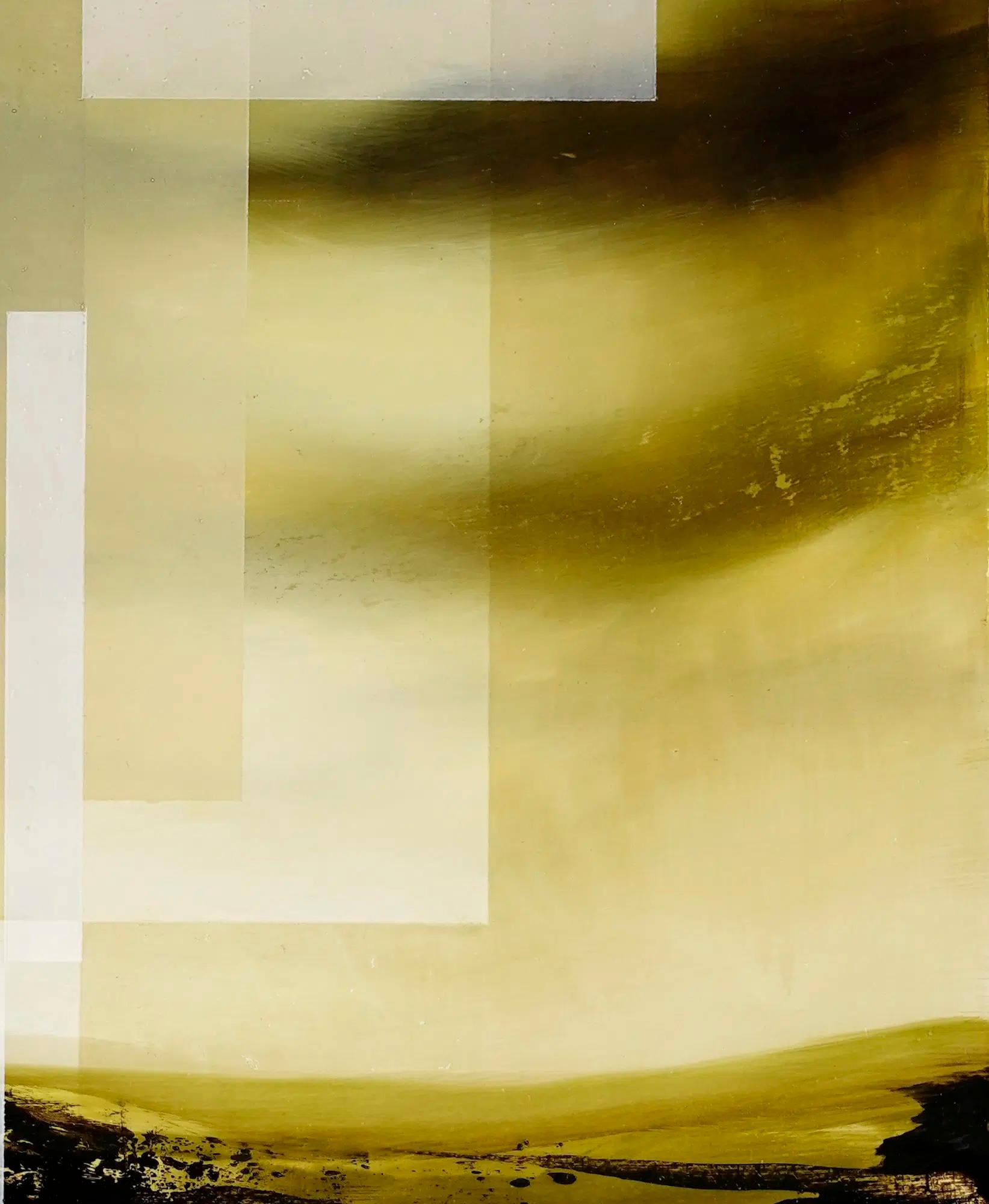 Smaragdhimmel I von Joachim van der Vlugt - Abstrakte Landschaftsmalerei, gelb im Angebot 3