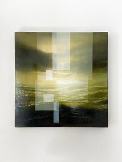 Emerald Sky II by Joachim van der Vlugt - Abstract landscape painting, green