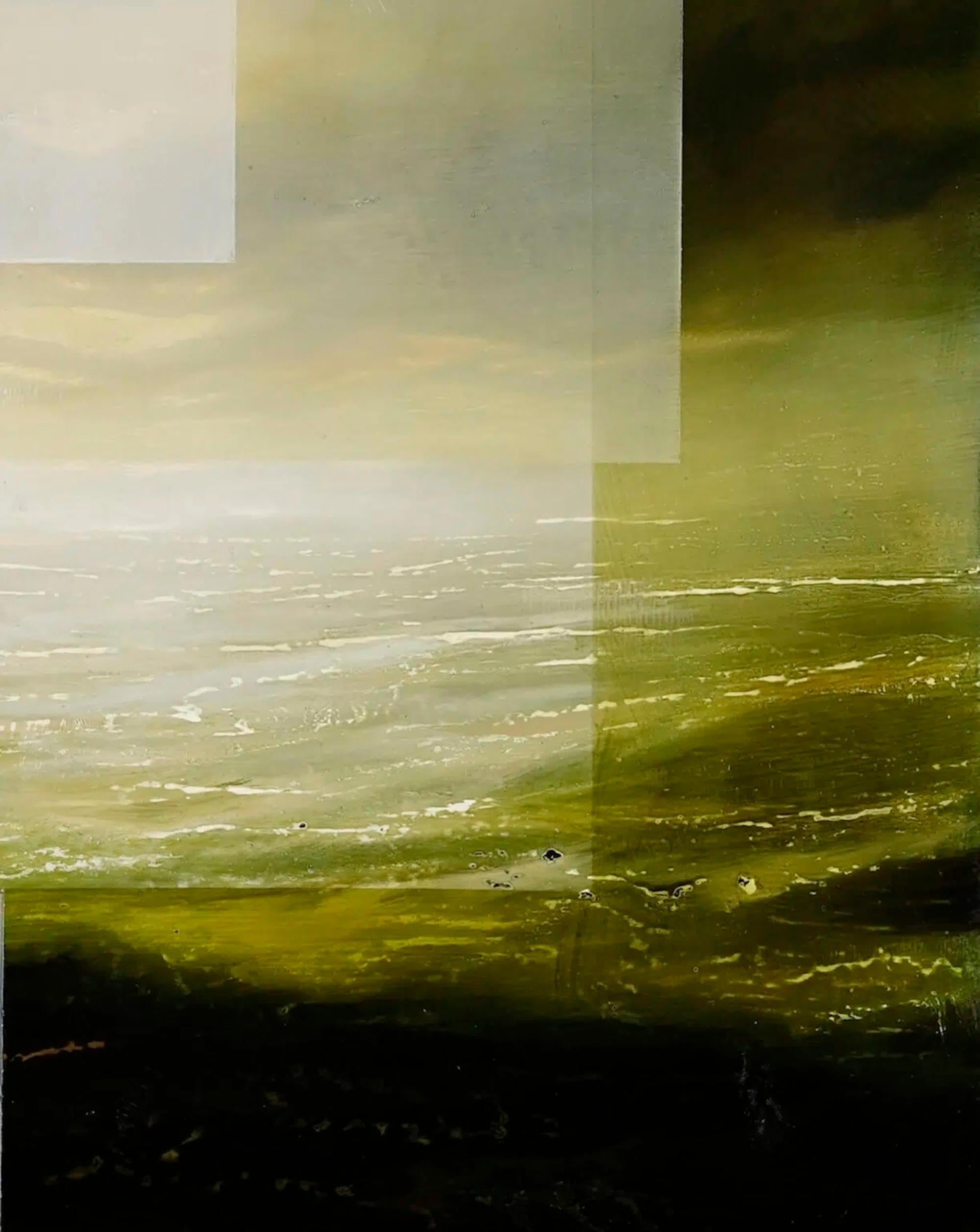 Emerald Sky II von Joachim van der Vlugt - Abstrakte Landschaftsmalerei, grün im Angebot 2