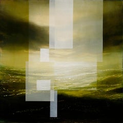 Emerald Sky II von Joachim van der Vlugt - Abstrakte Landschaftsmalerei, grün