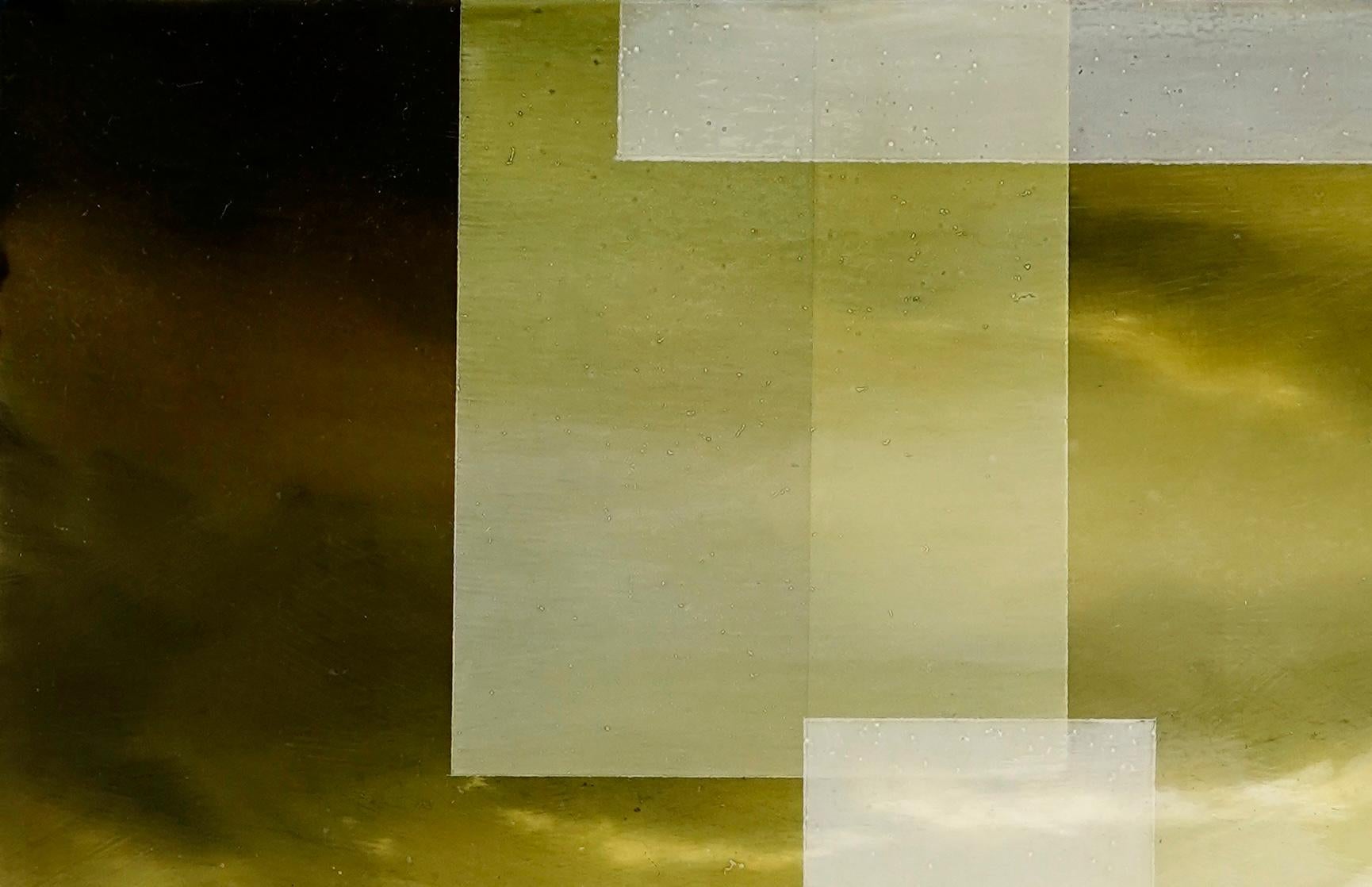 Emerald Sky III by Joachim van der Vlugt - Abstract landscape painting, yellow im Angebot 3