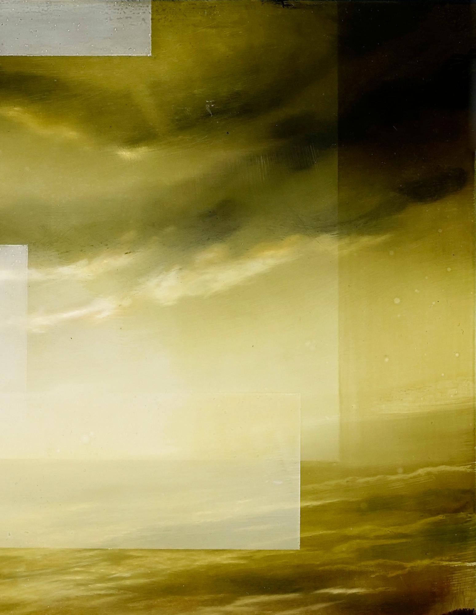 Emerald Sky III by Joachim van der Vlugt - Abstract landscape painting, yellow im Angebot 4