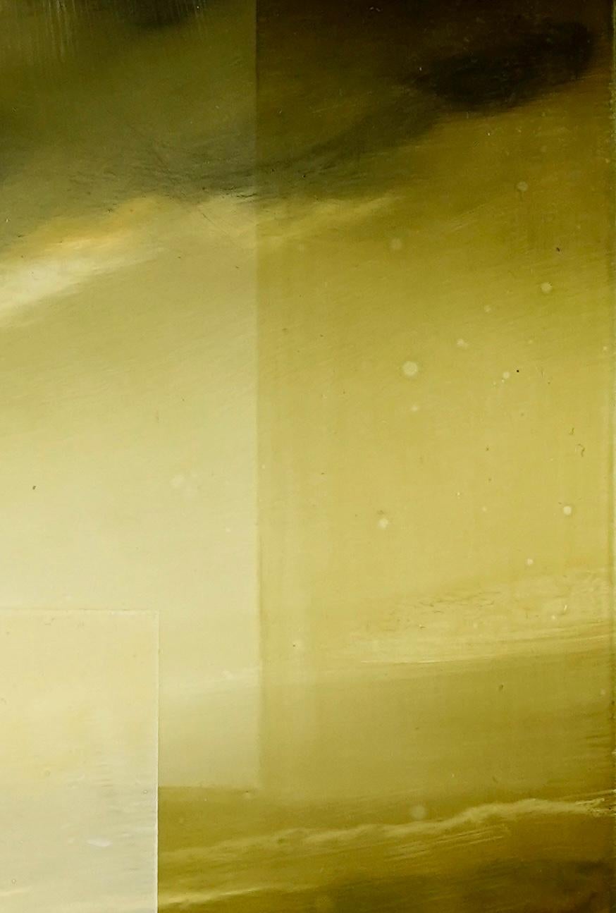 Emerald Sky III by Joachim van der Vlugt - Abstract landscape painting, yellow im Angebot 5