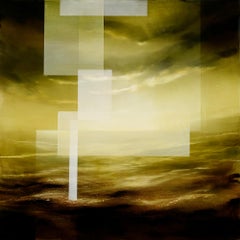 Emerald Sky III by Joachim van der Vlugt - Abstract landscape painting, yellow