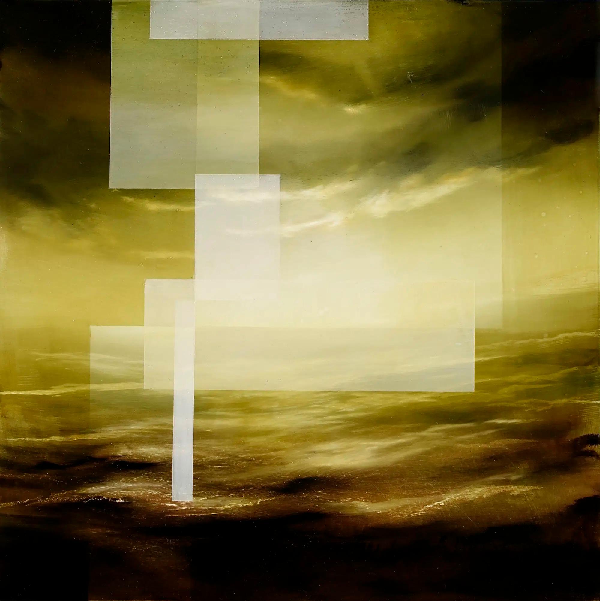 Emerald Sky III von Joachim van der Vlugt - Abstrakte Landschaftsmalerei, gelb