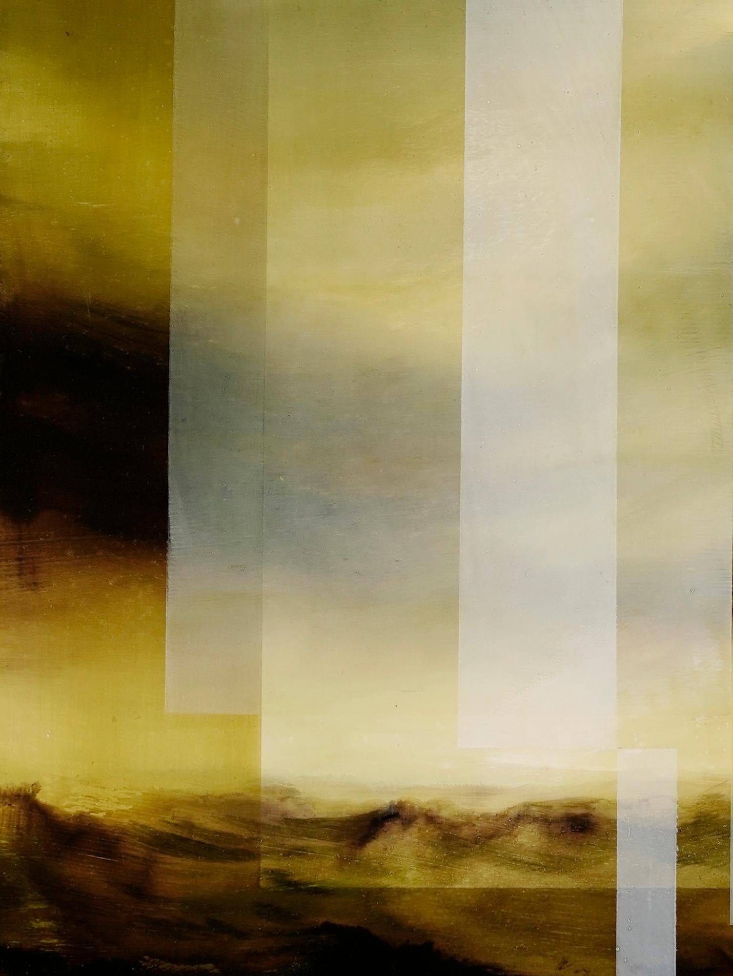 Cielo esmeralda IV de Joachim van der Vlugt - Cuadro paisaje abstracto, amarillo en venta 2