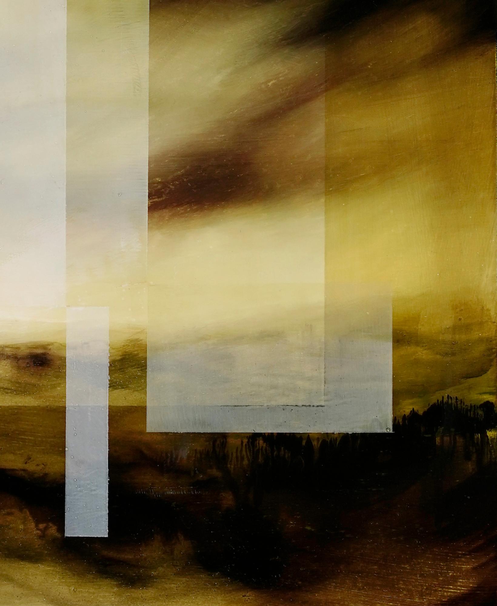 Cielo esmeralda IV de Joachim van der Vlugt - Cuadro paisaje abstracto, amarillo en venta 3