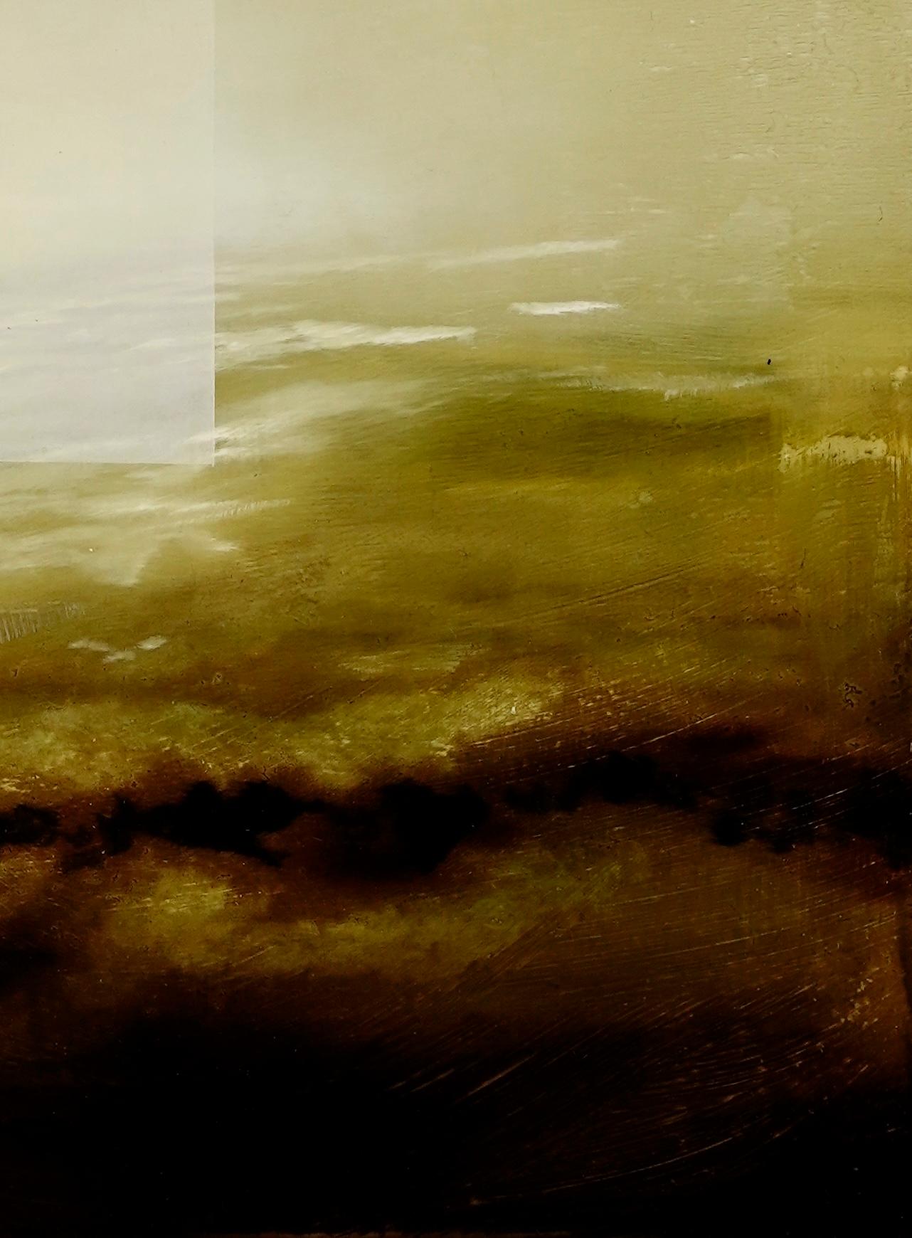 Cielo esmeralda V de Joachim van der Vlugt - Cuadro paisaje abstracto, amarillo en venta 2