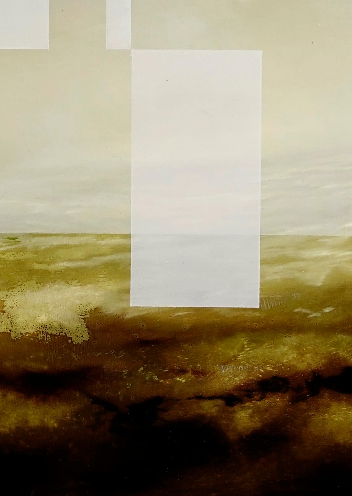Cielo esmeralda V de Joachim van der Vlugt - Cuadro paisaje abstracto, amarillo en venta 3