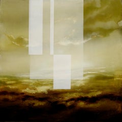 Emerald Sky V von Joachim van der Vlugt - Abstrakte Landschaftsmalerei, gelb