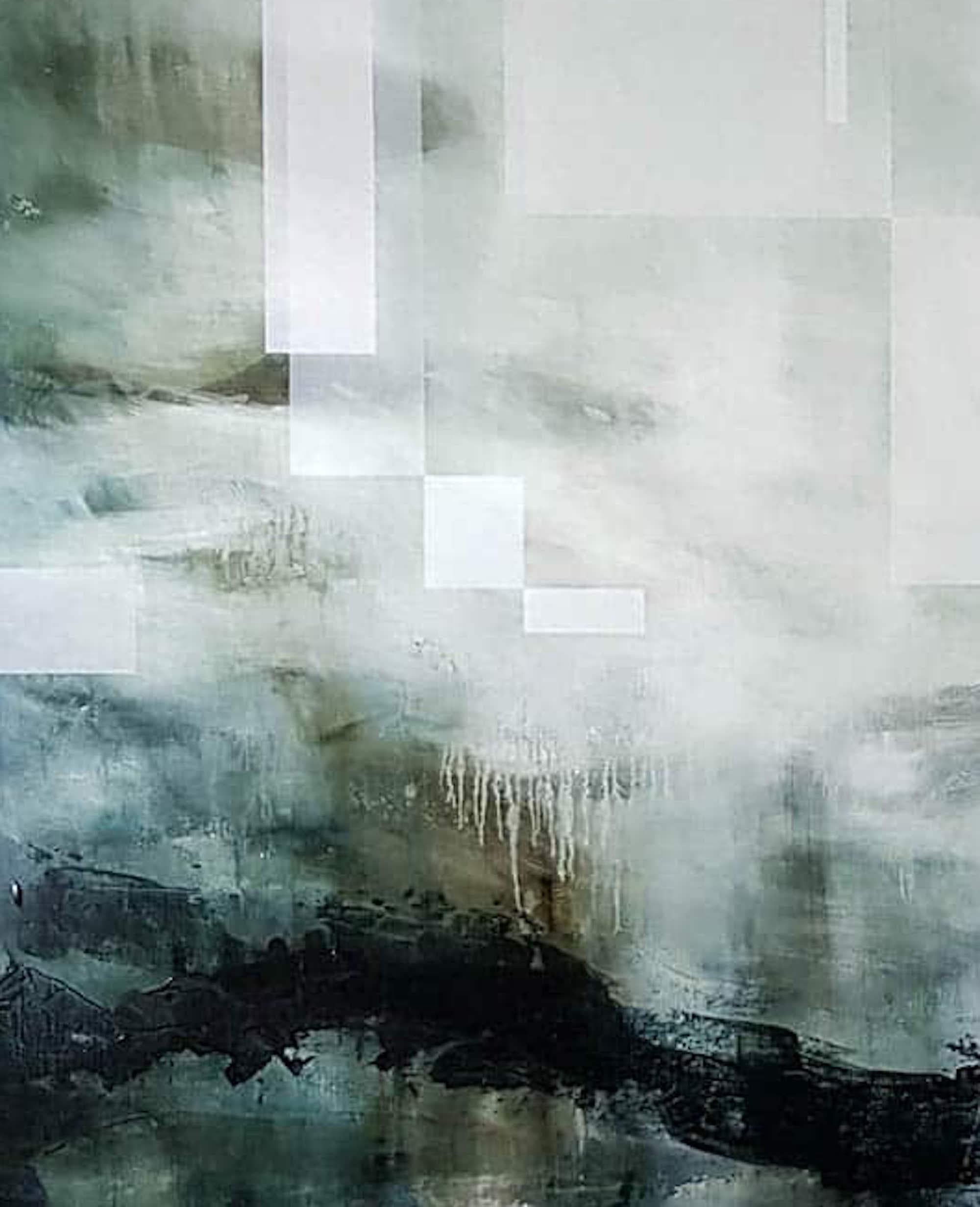Eternal Return II di Joachim van der Vlugt - Quadro semi-astratto, verde, cielo in vendita 2