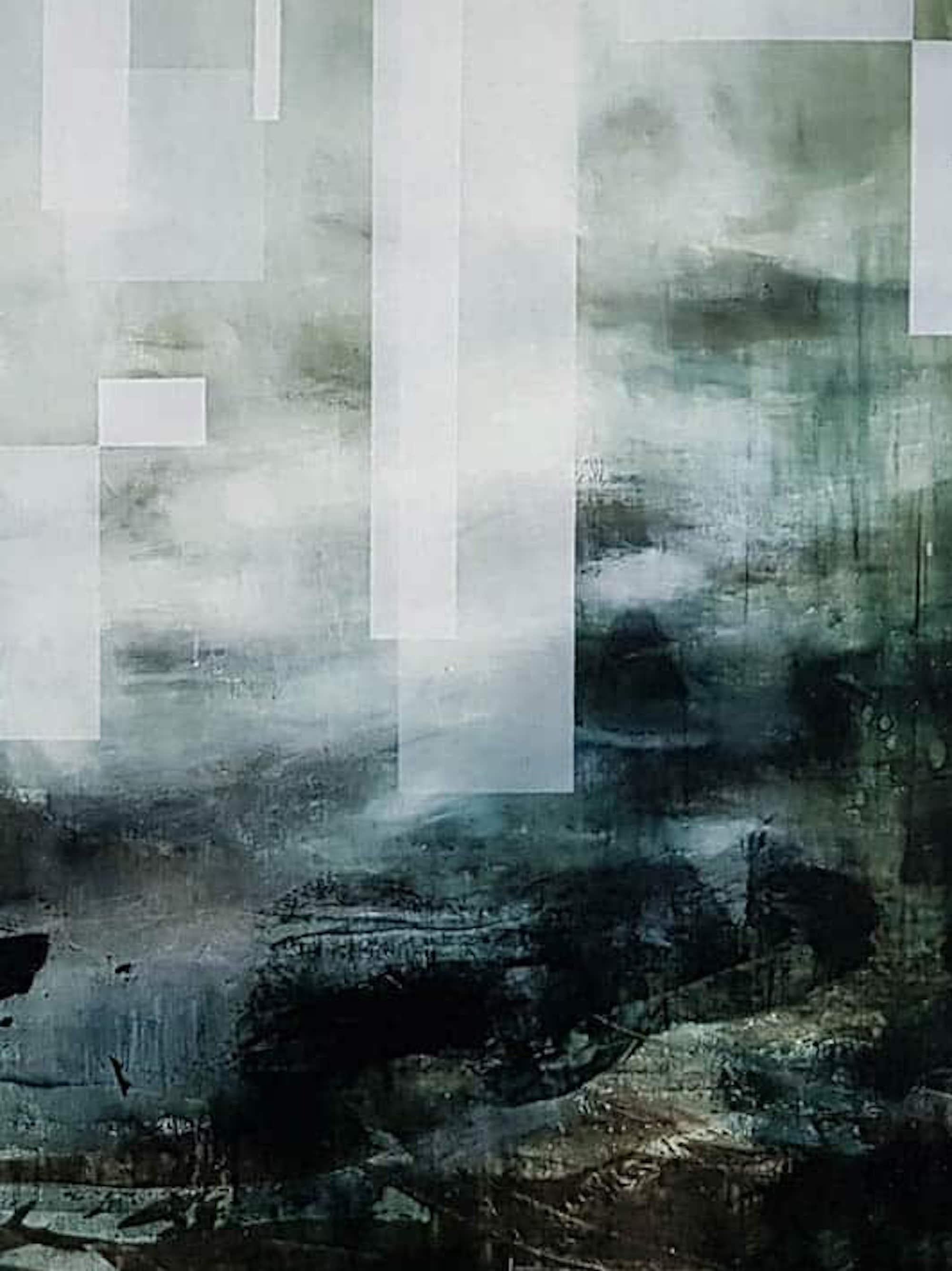 Eternal Return II di Joachim van der Vlugt - Quadro semi-astratto, verde, cielo in vendita 3