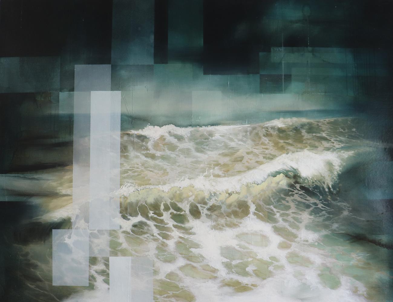 Fury III di Joachim van der Vlugt - pittura contemporanea, paesaggio marino, blu, acqua