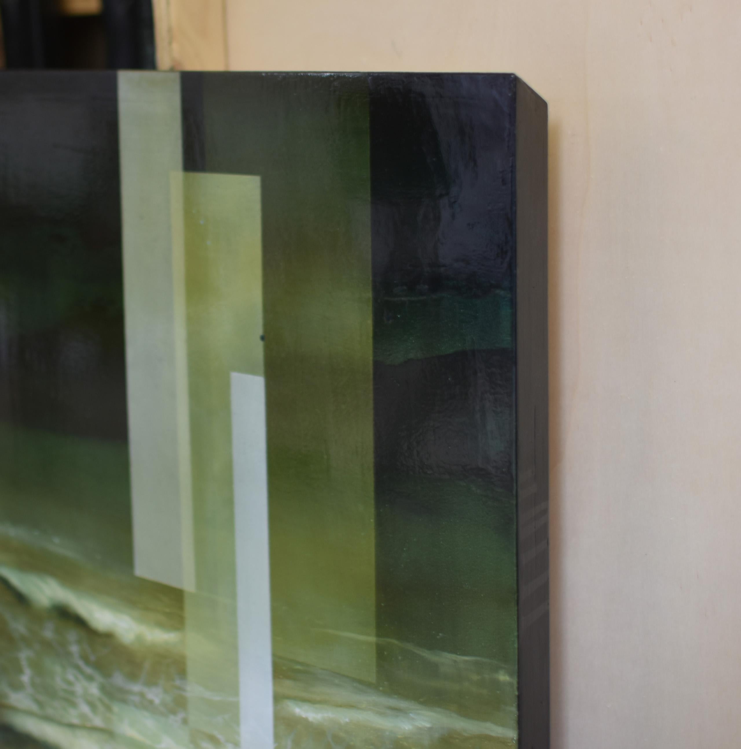 Furia IV de Joachim van der Vlugt - Cuadro marino, olas, tonos verde oscuro 4