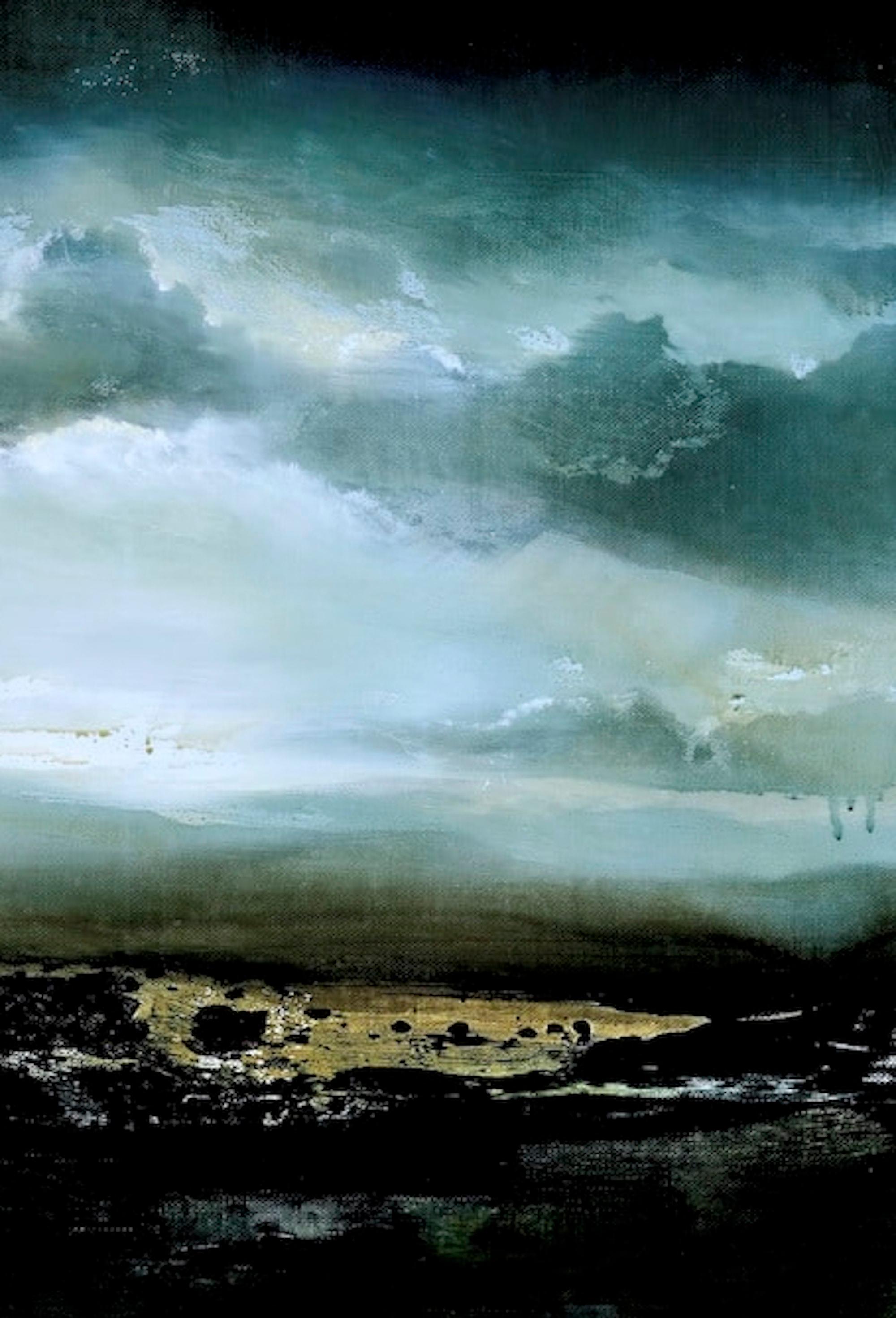 Hall of power VI von Joachim van der Vlugt – halb-abstrakte Malerei, dunkle Töne im Angebot 4