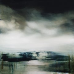 Here Below IV by Joachim van der Vlugt - Semi-abstract painting, green, dark