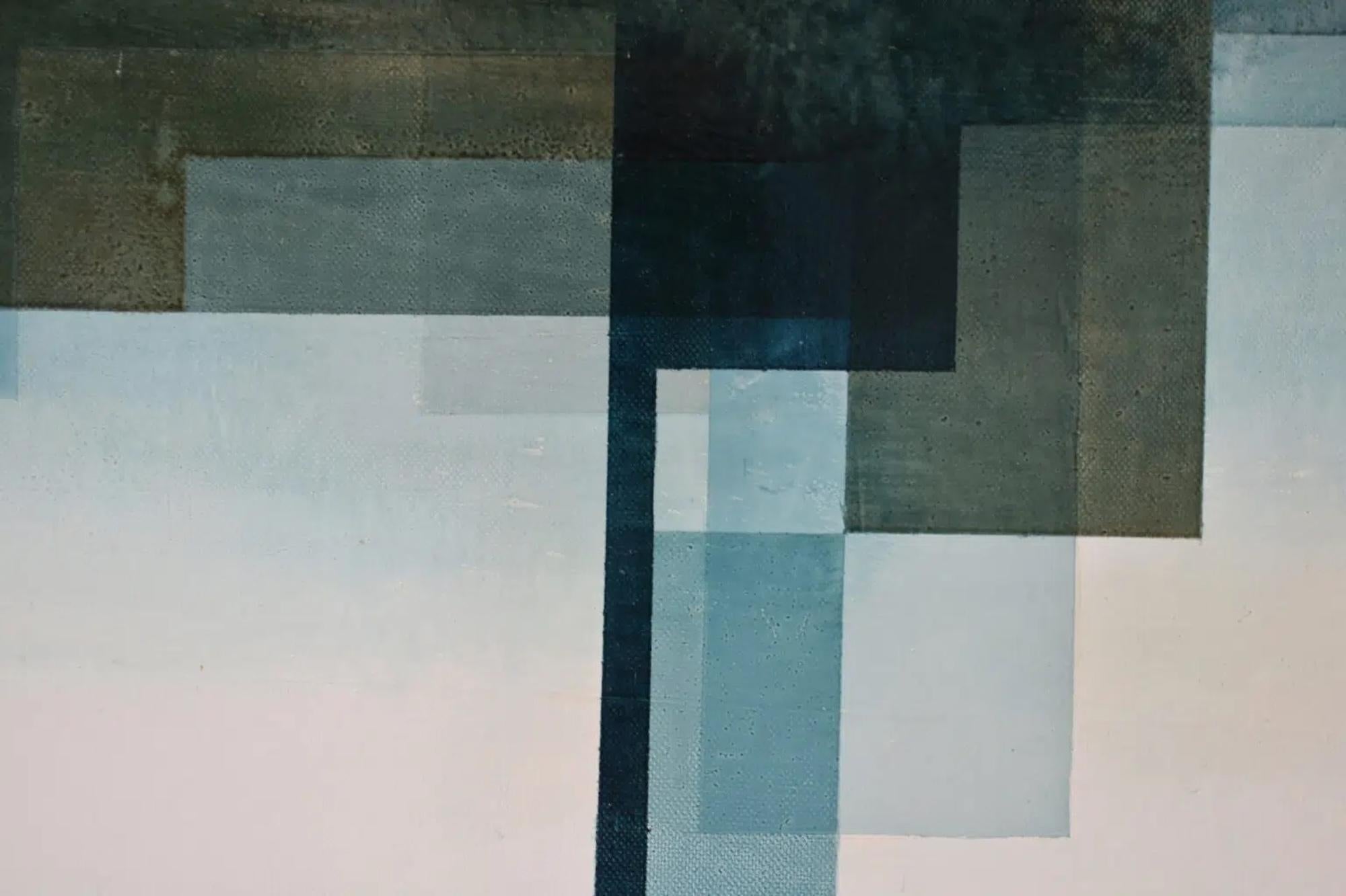 Neon God I by Joachim van der Vlugt - Abstract painting, blue tones, tree For Sale 6