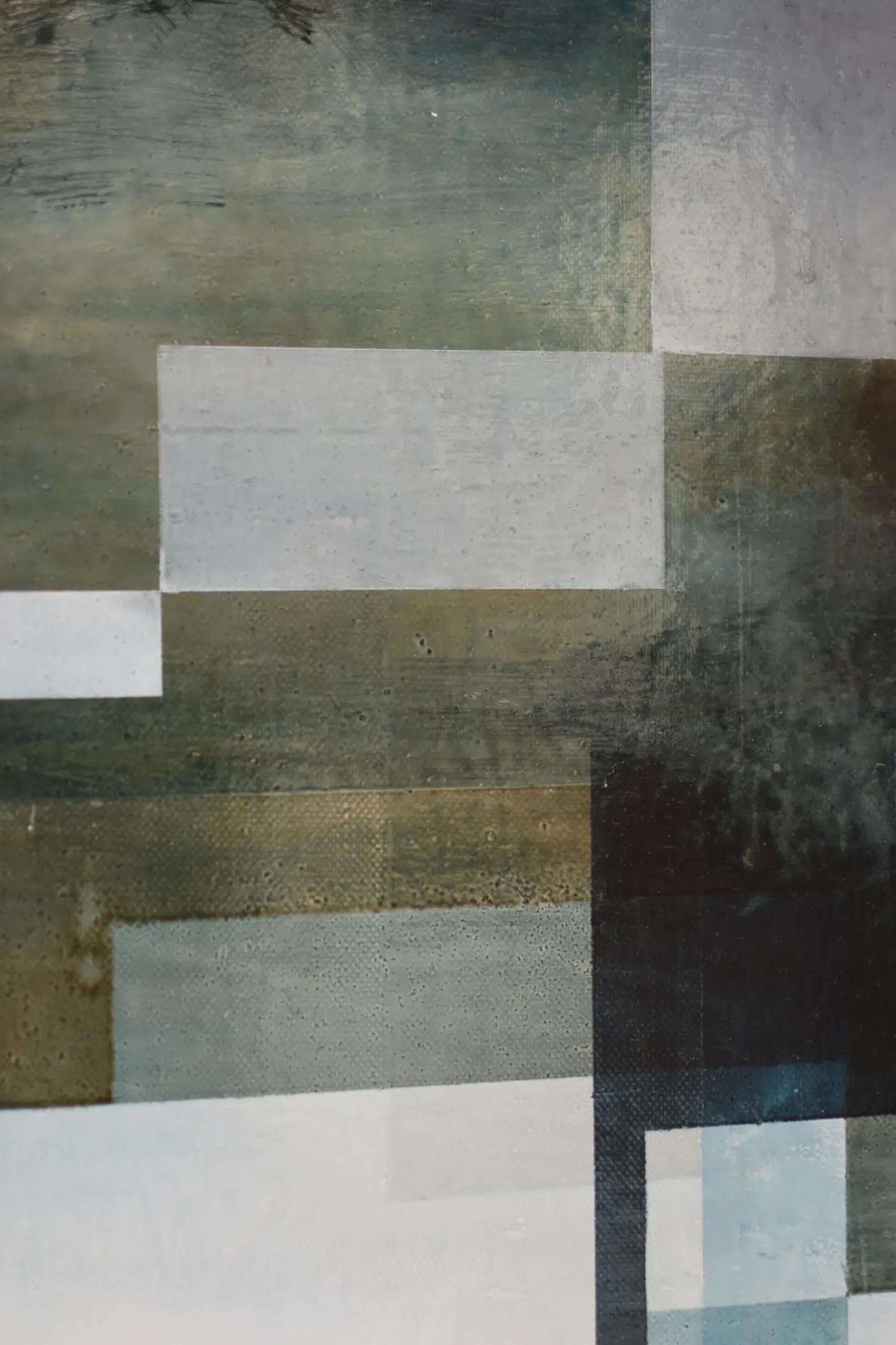 Neon God I by Joachim van der Vlugt - Abstract painting, blue tones, tree For Sale 7