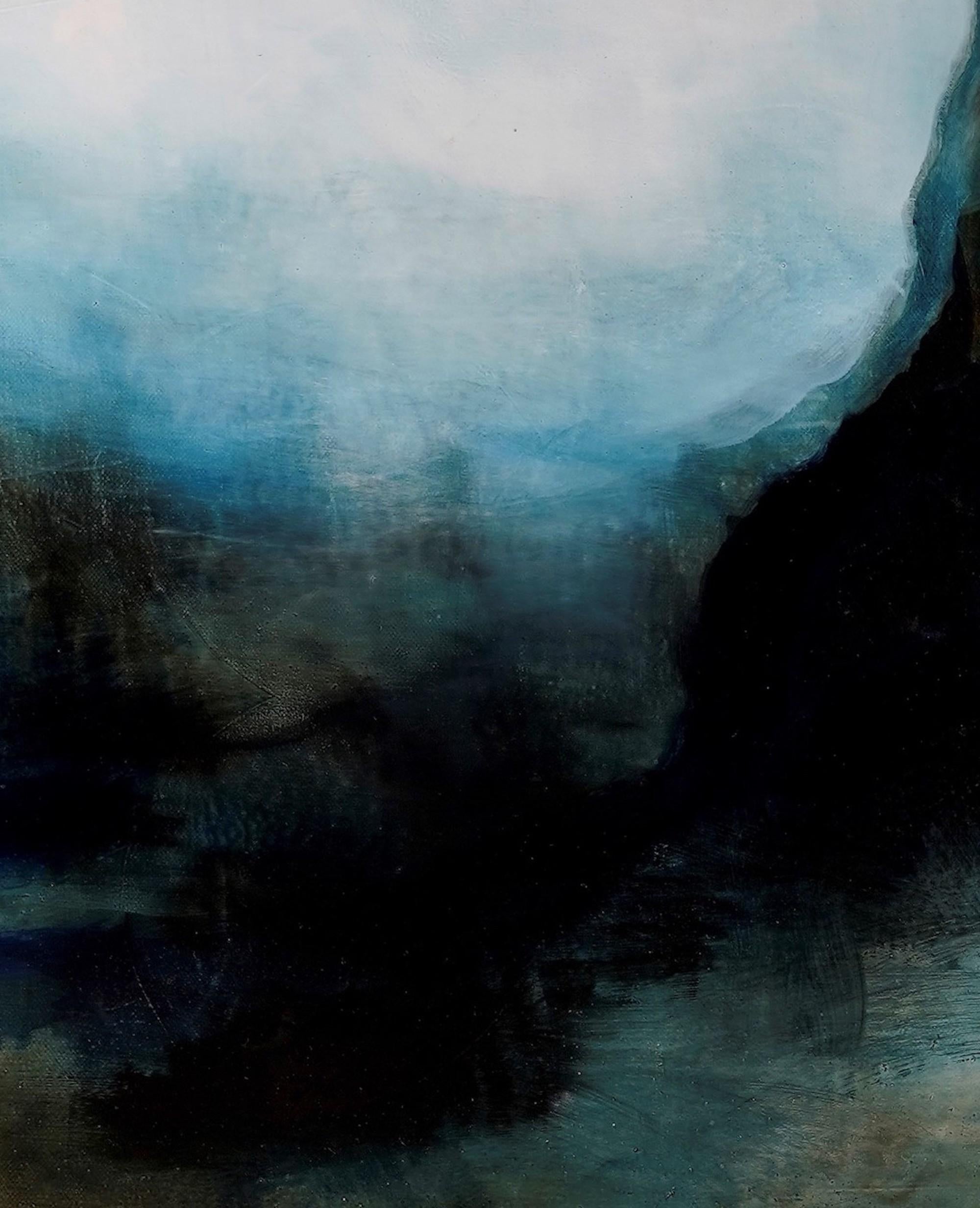 Dios de neón I de Joachim van der Vlugt - Pintura semiabstracta, tonos azules, oscuros en venta 6