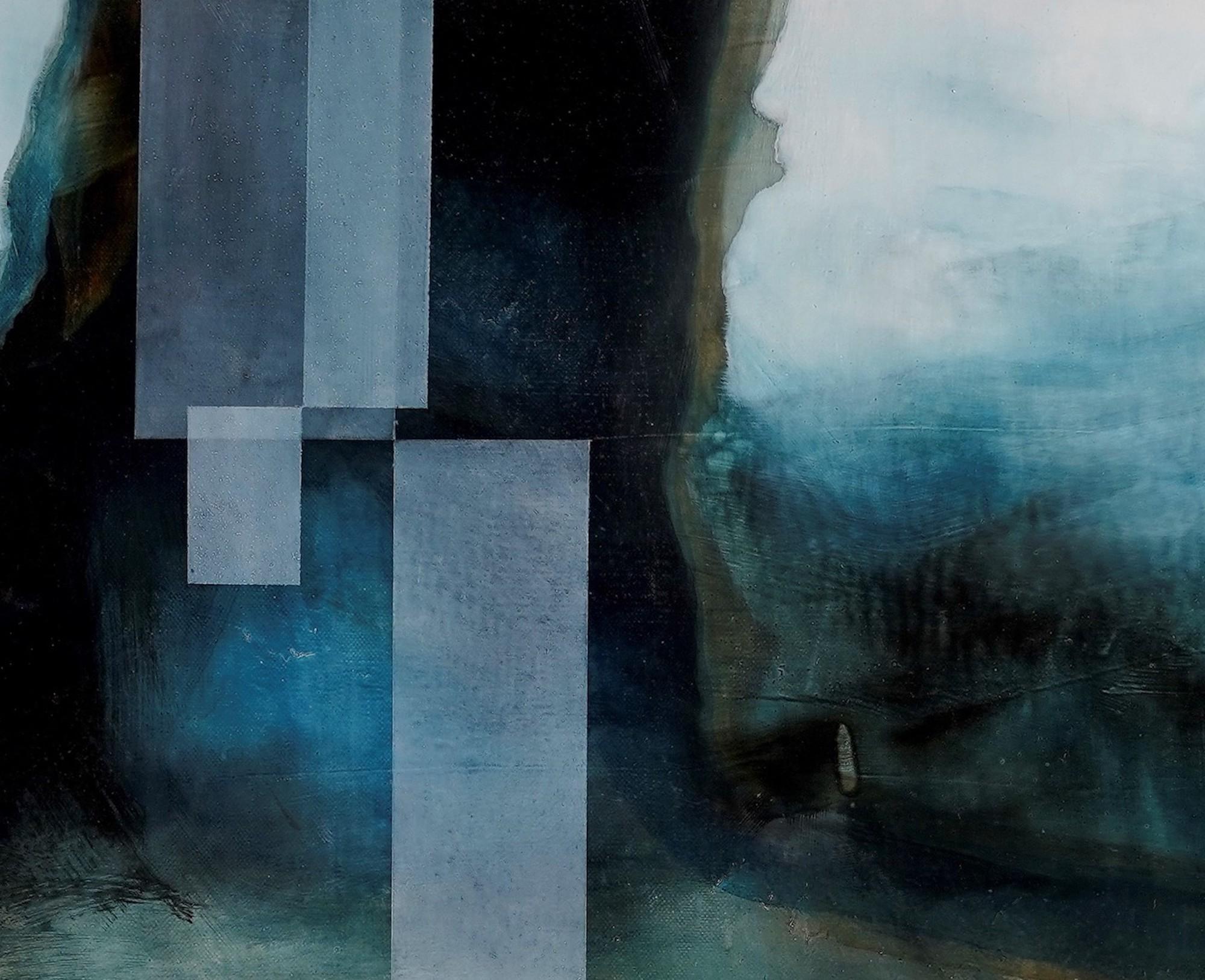 Dios de neón I de Joachim van der Vlugt - Pintura semiabstracta, tonos azules, oscuros en venta 7